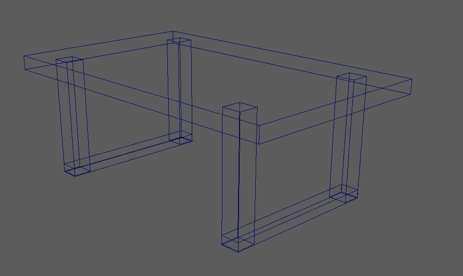 Table and Stool Minimalist Furniture Set LOFT STYLE 3D model_5