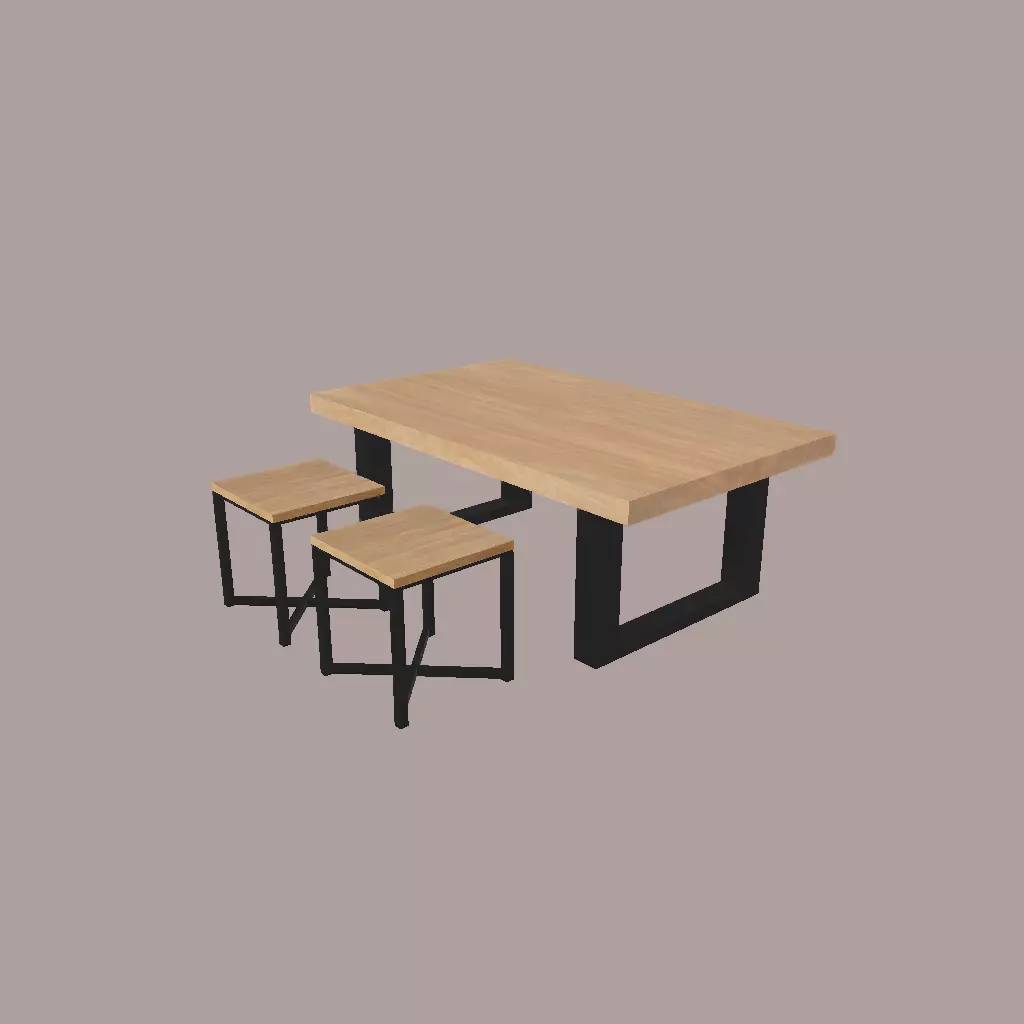 Table and Stool Minimalist Furniture Set LOFT STYLE 3D model_0