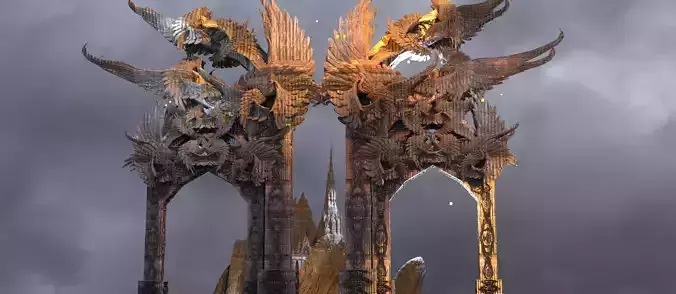Steampunk Angel arch Grand Winged Gate 