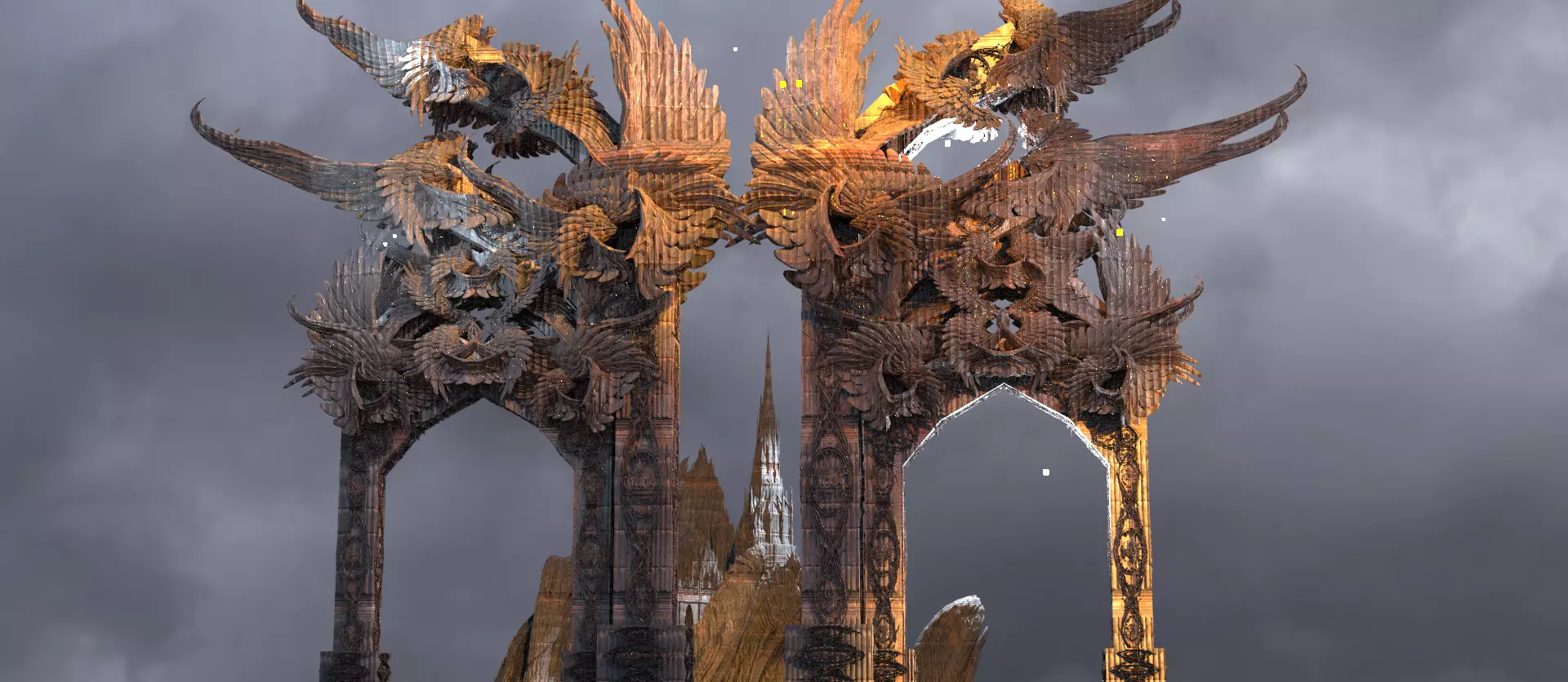 Steampunk Angel arch Grand Winged Gate  3D model_0