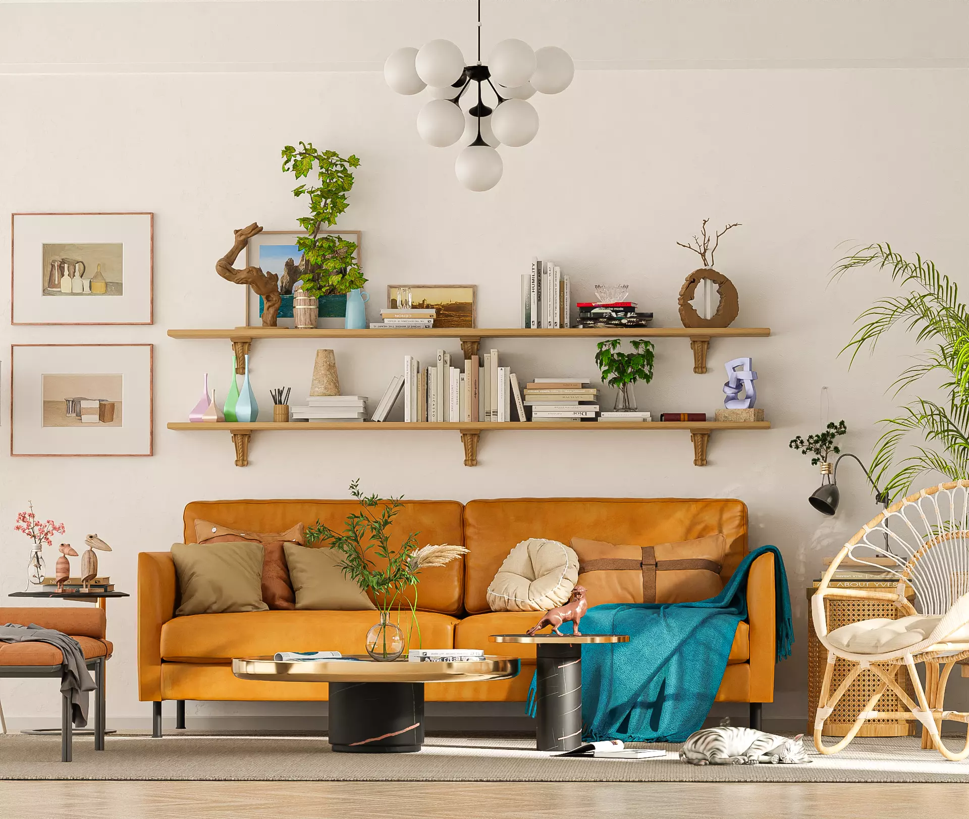 Living Room Interior Scene 3D model_0