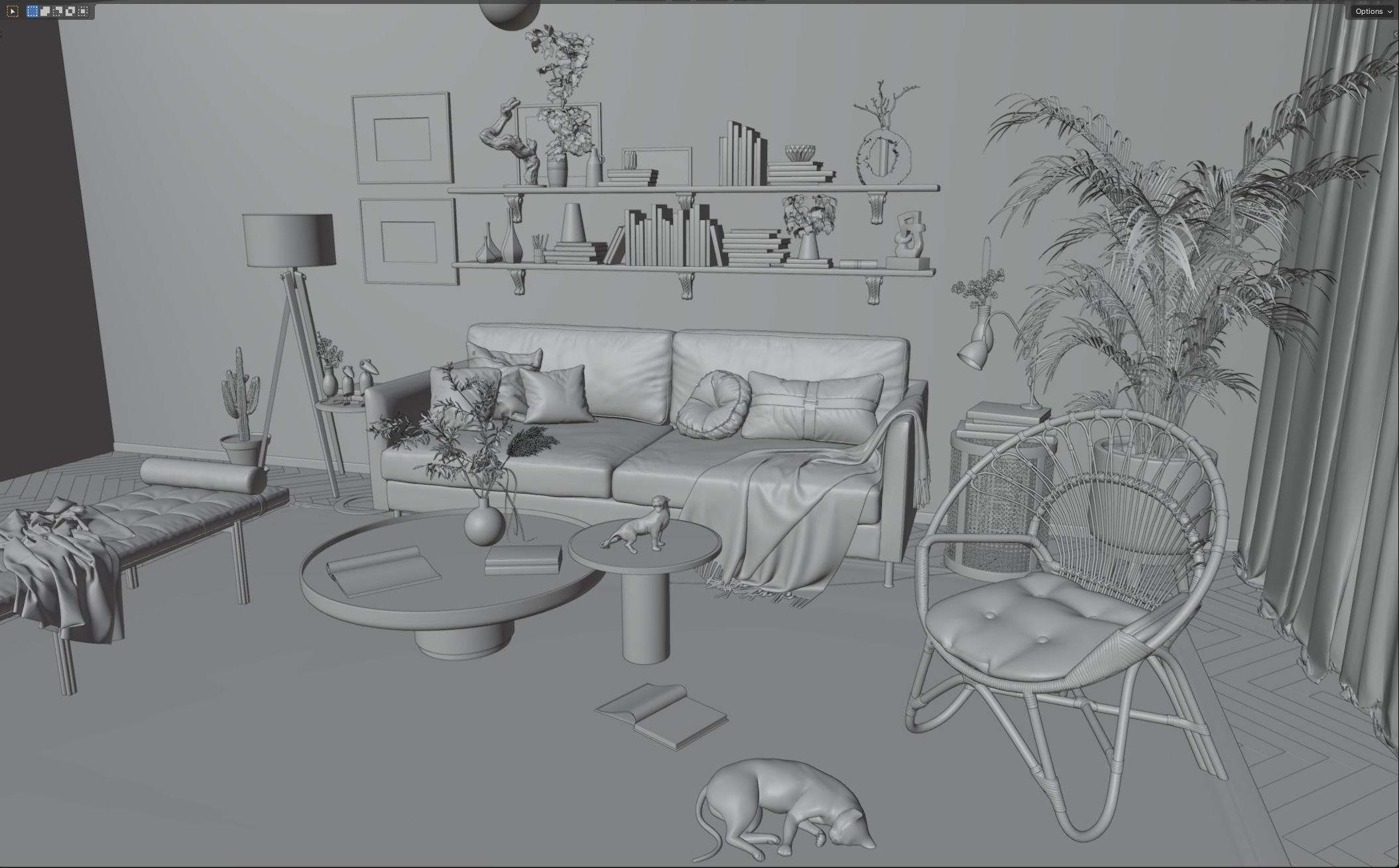 Living Room Interior Scene 3D model_5