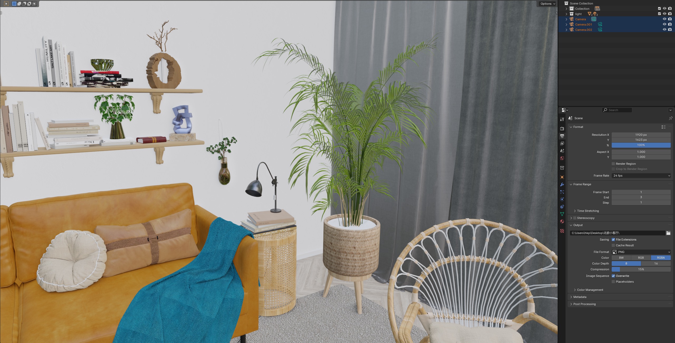Living Room Interior Scene 3D model_3