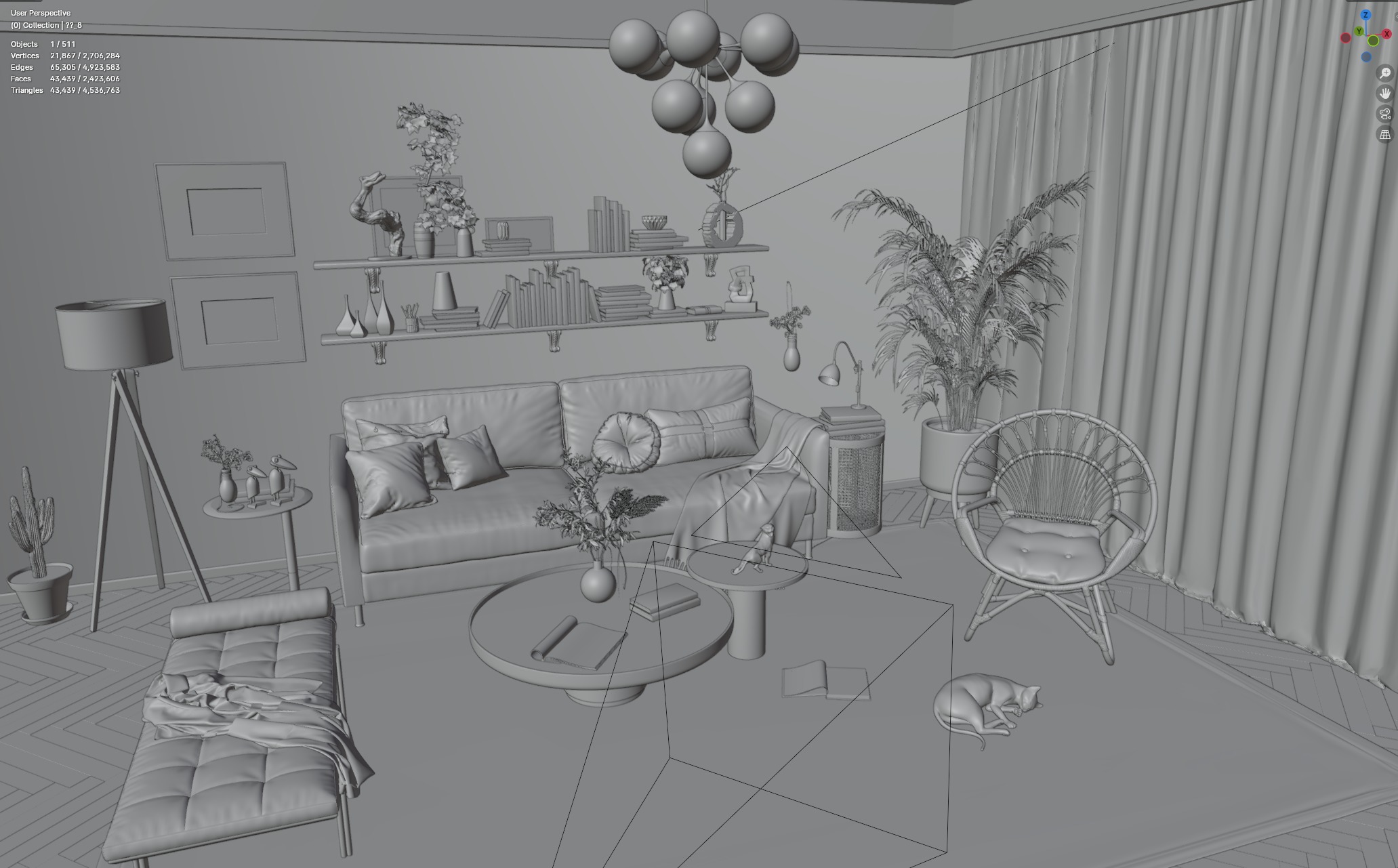 Living Room Interior Scene 3D model_6