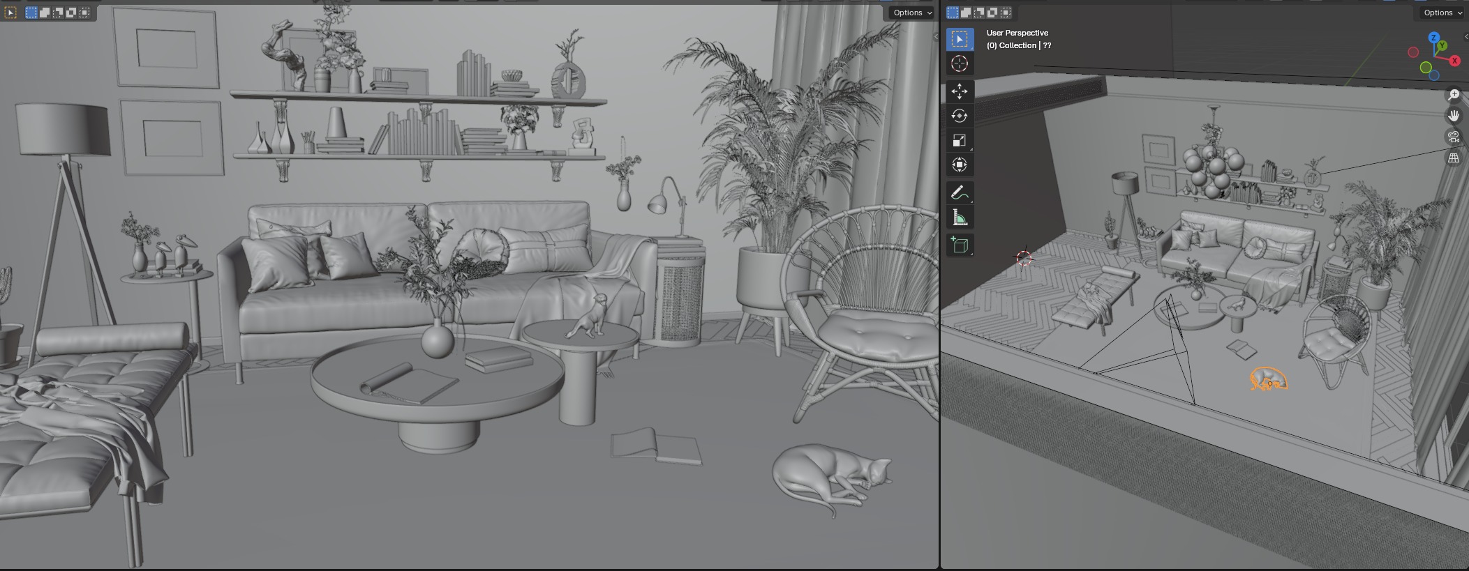 Living Room Interior Scene 3D model_4