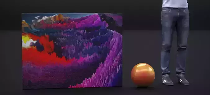 CANVAS PRINT TITLE ABSTRACT LANDSCAPE 48 X 36 INCH 3D model