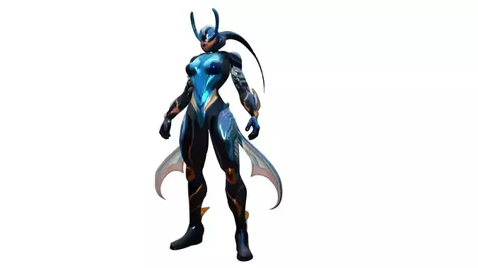 Aquamarine Valkyrie The Sleek Futuristic Armor Warrior