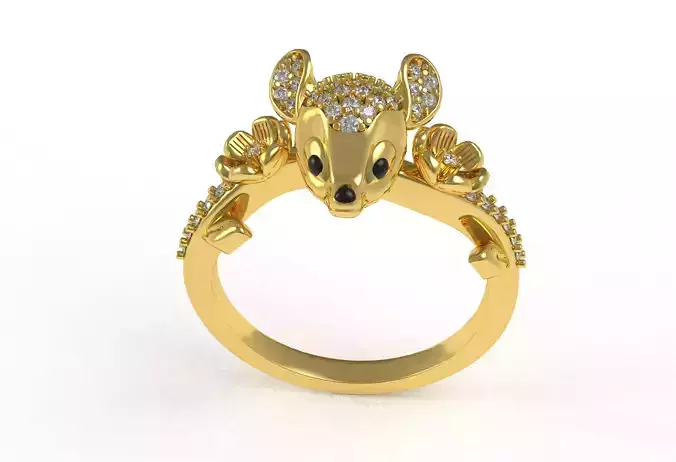 Cute Baby Dear Diamond Ring 3D print model