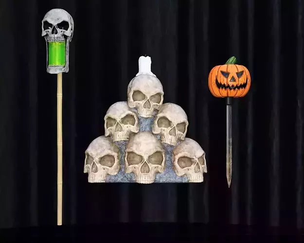 Halloween Pumpkin Skull Pile Pack Low-poly 3D model