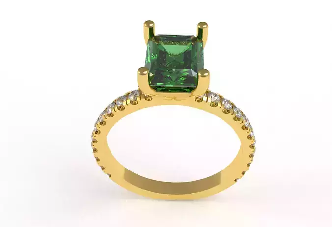 Emerald Stone Micro Prong Setting Solitaire Ring