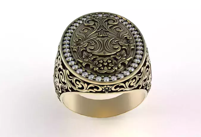 Engraving Art Deco Hip Hop Ring