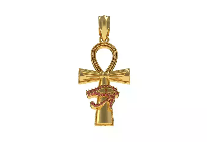 Evil Eye Cross Pendant Necklace 3D print model