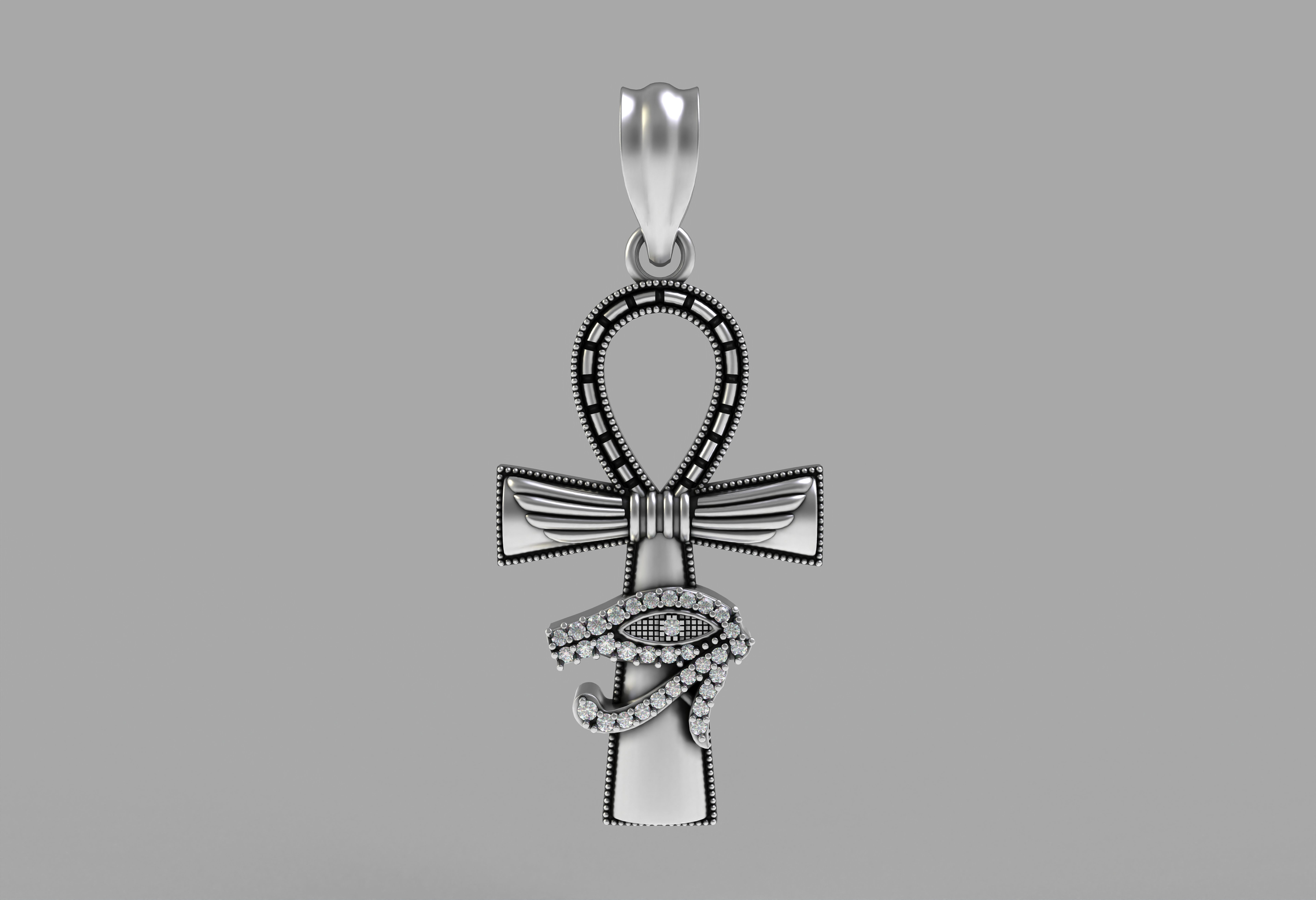 Evil Eye Cross Pendant Necklace 3D print model_19