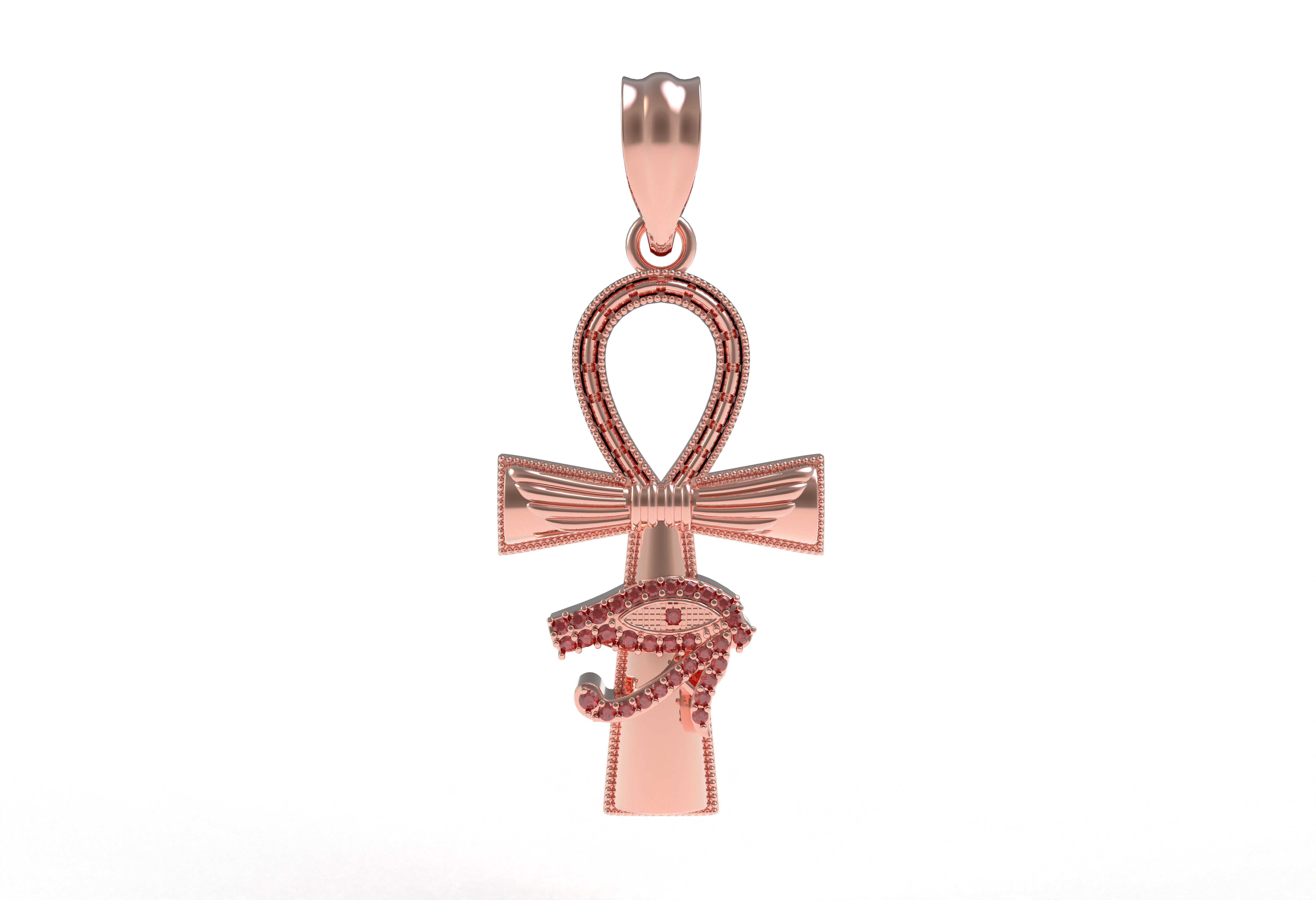 Evil Eye Cross Pendant Necklace 3D print model_11