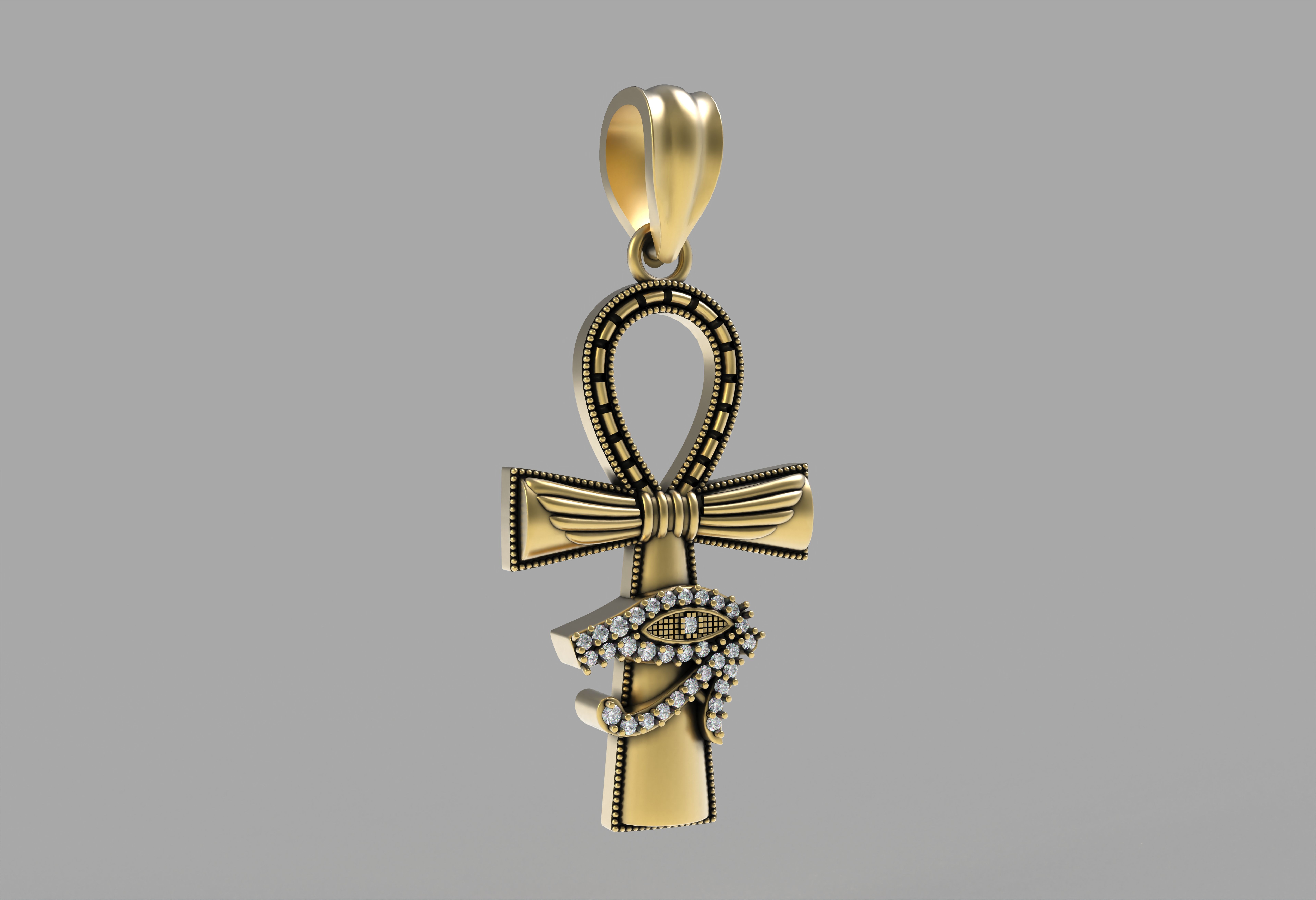 Evil Eye Cross Pendant Necklace 3D print model_18