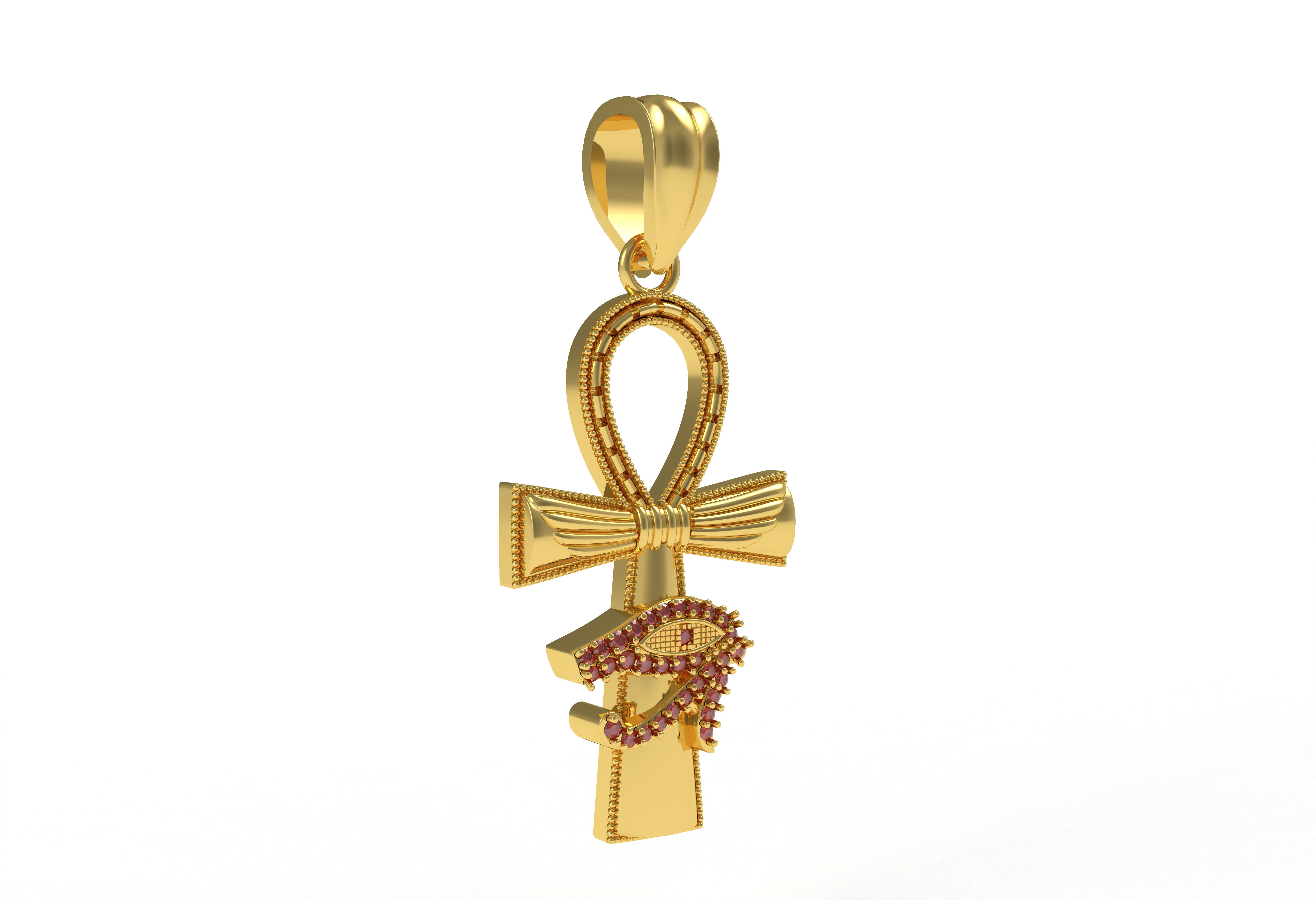 Evil Eye Cross Pendant Necklace 3D print model_2