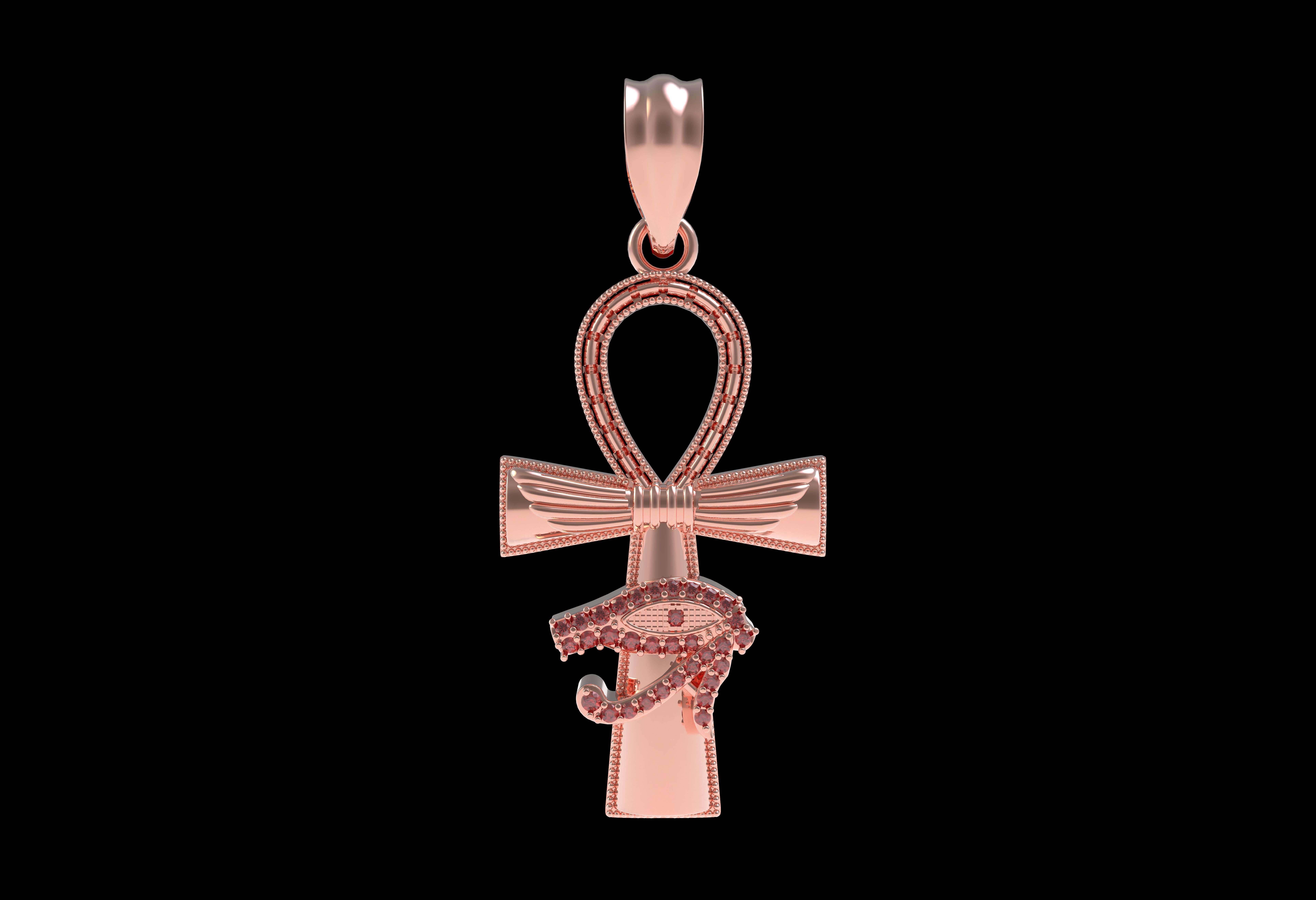 Evil Eye Cross Pendant Necklace 3D print model_31