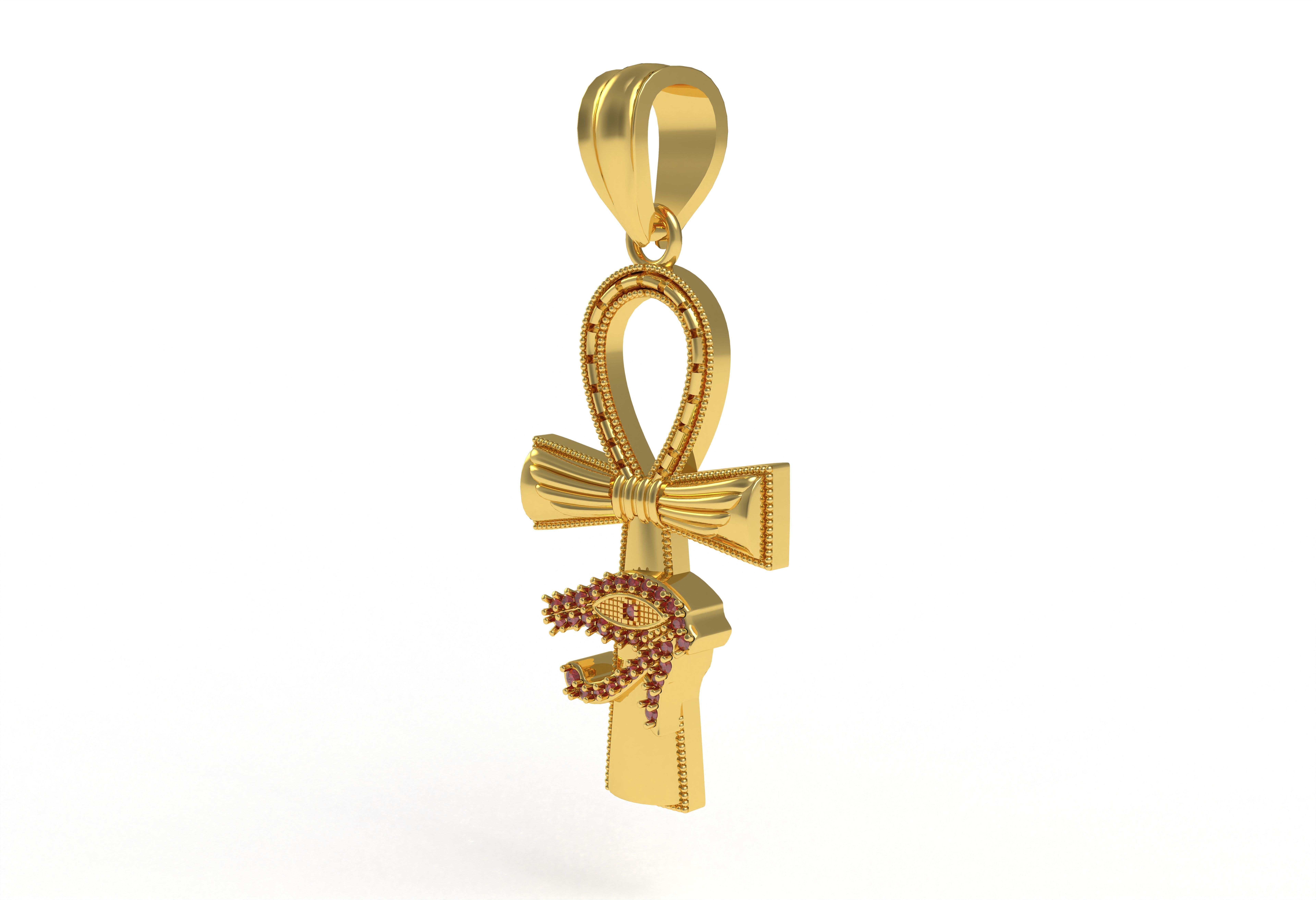 Evil Eye Cross Pendant Necklace 3D print model_1