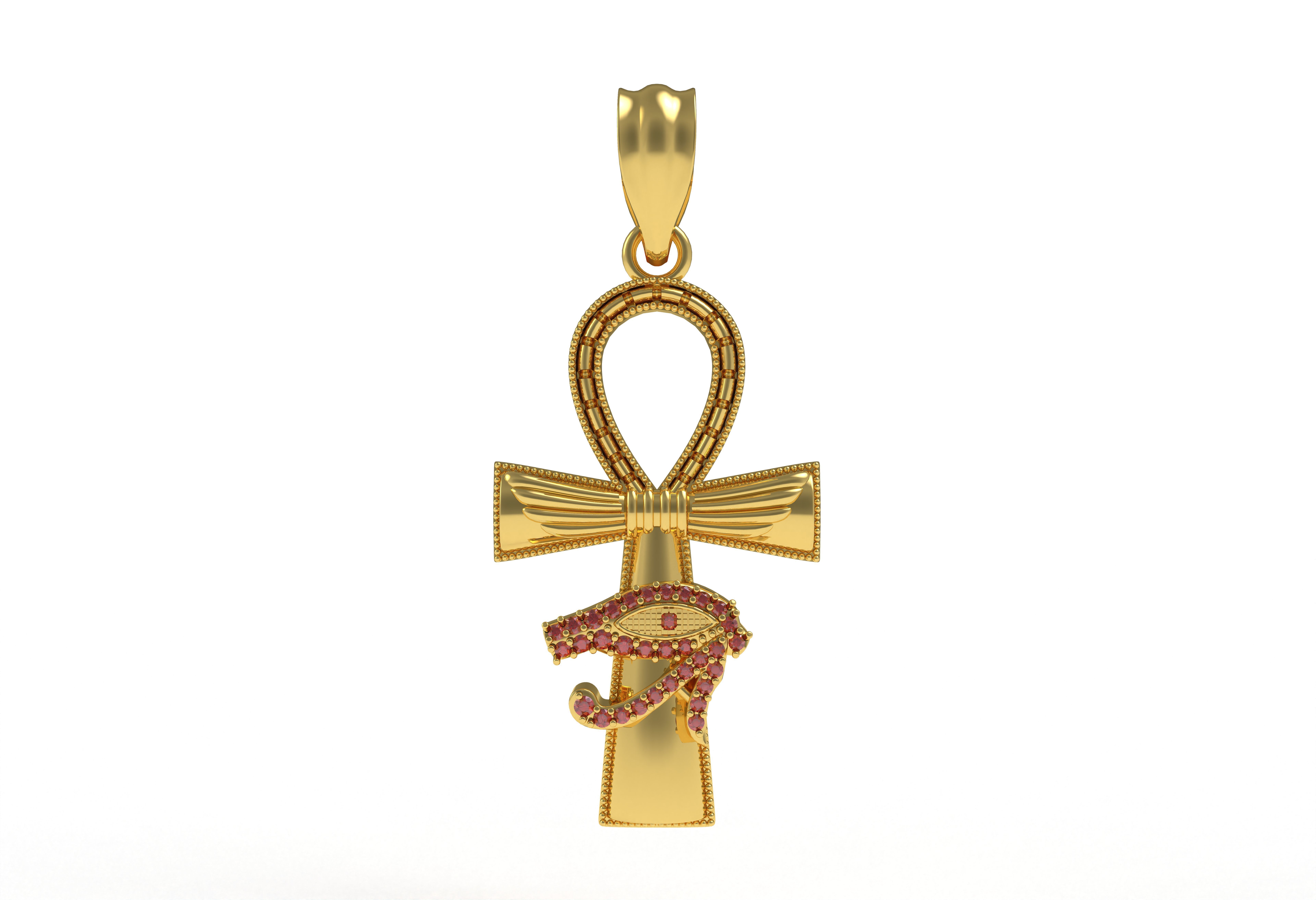 Evil Eye Cross Pendant Necklace 3D print model_4