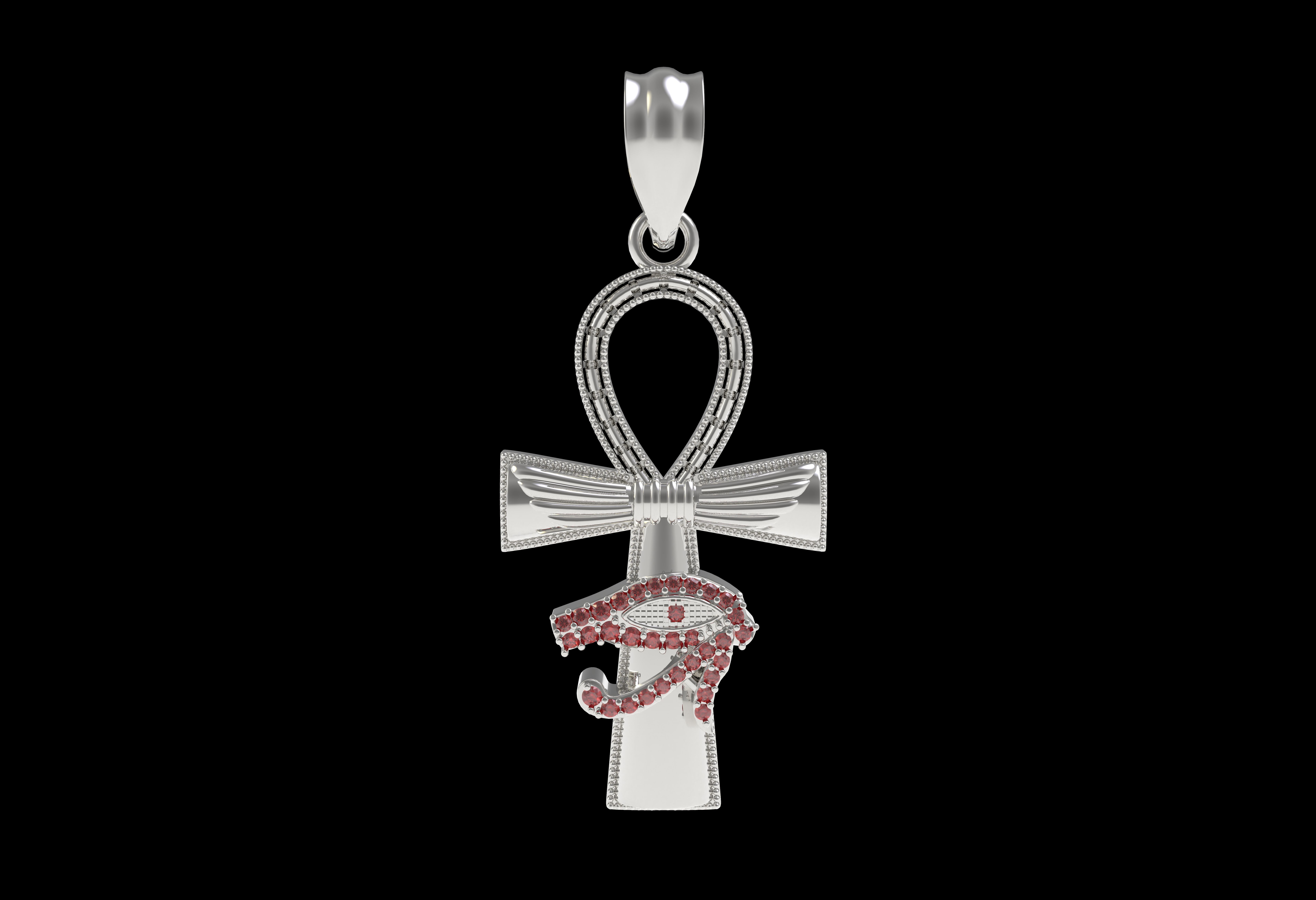 Evil Eye Cross Pendant Necklace 3D print model_27