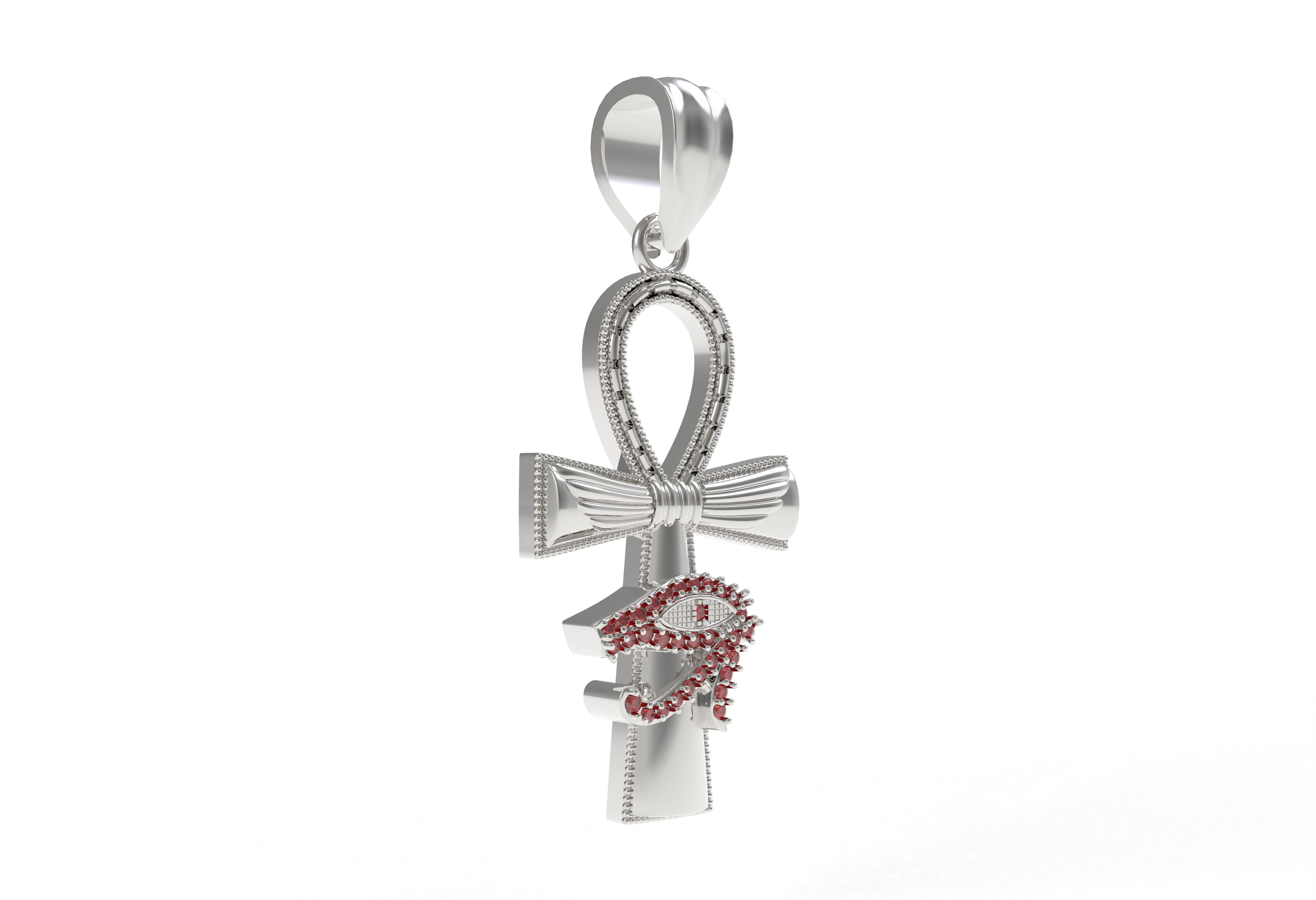 Evil Eye Cross Pendant Necklace 3D print model_10