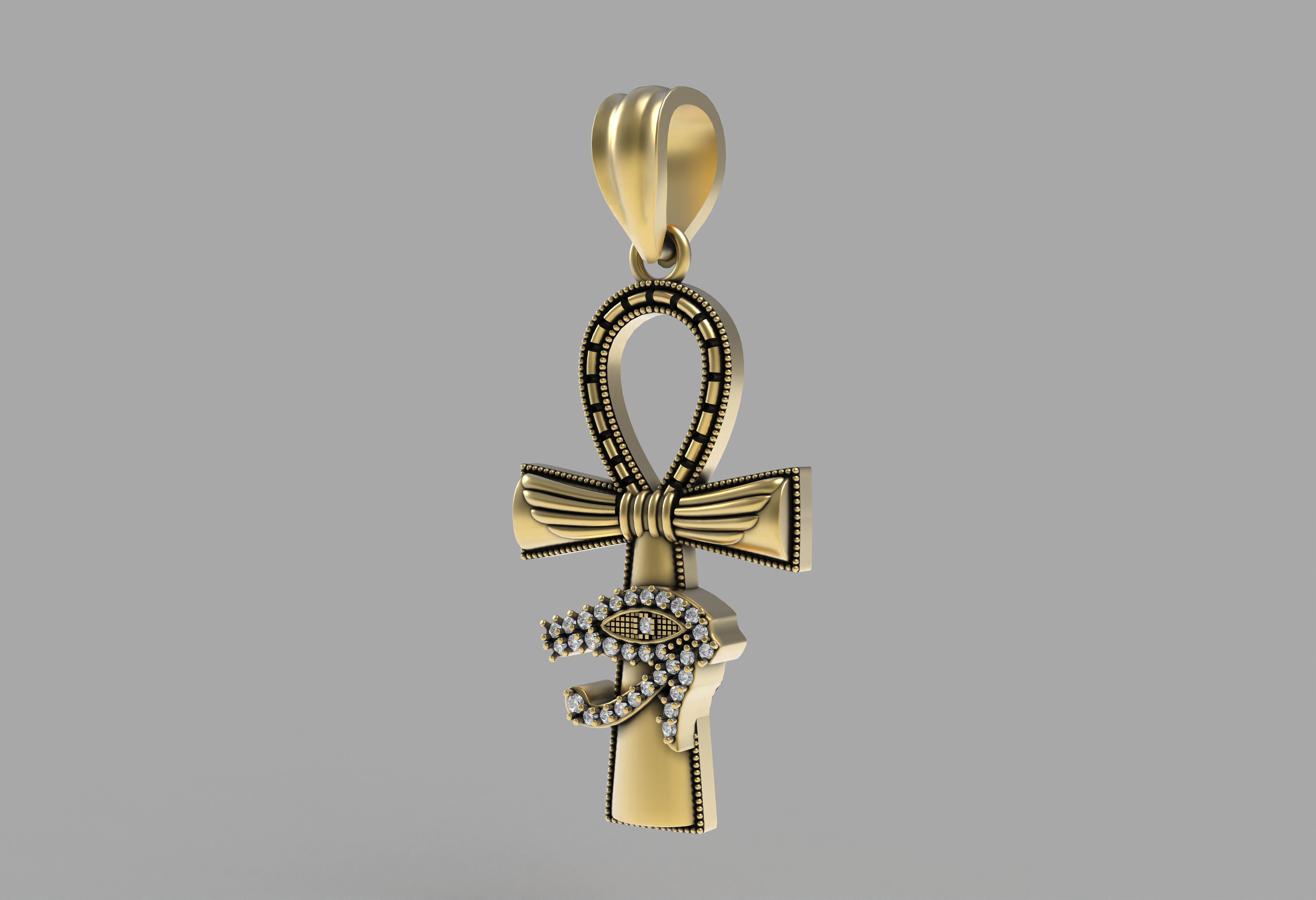 Evil Eye Cross Pendant Necklace 3D print model_17