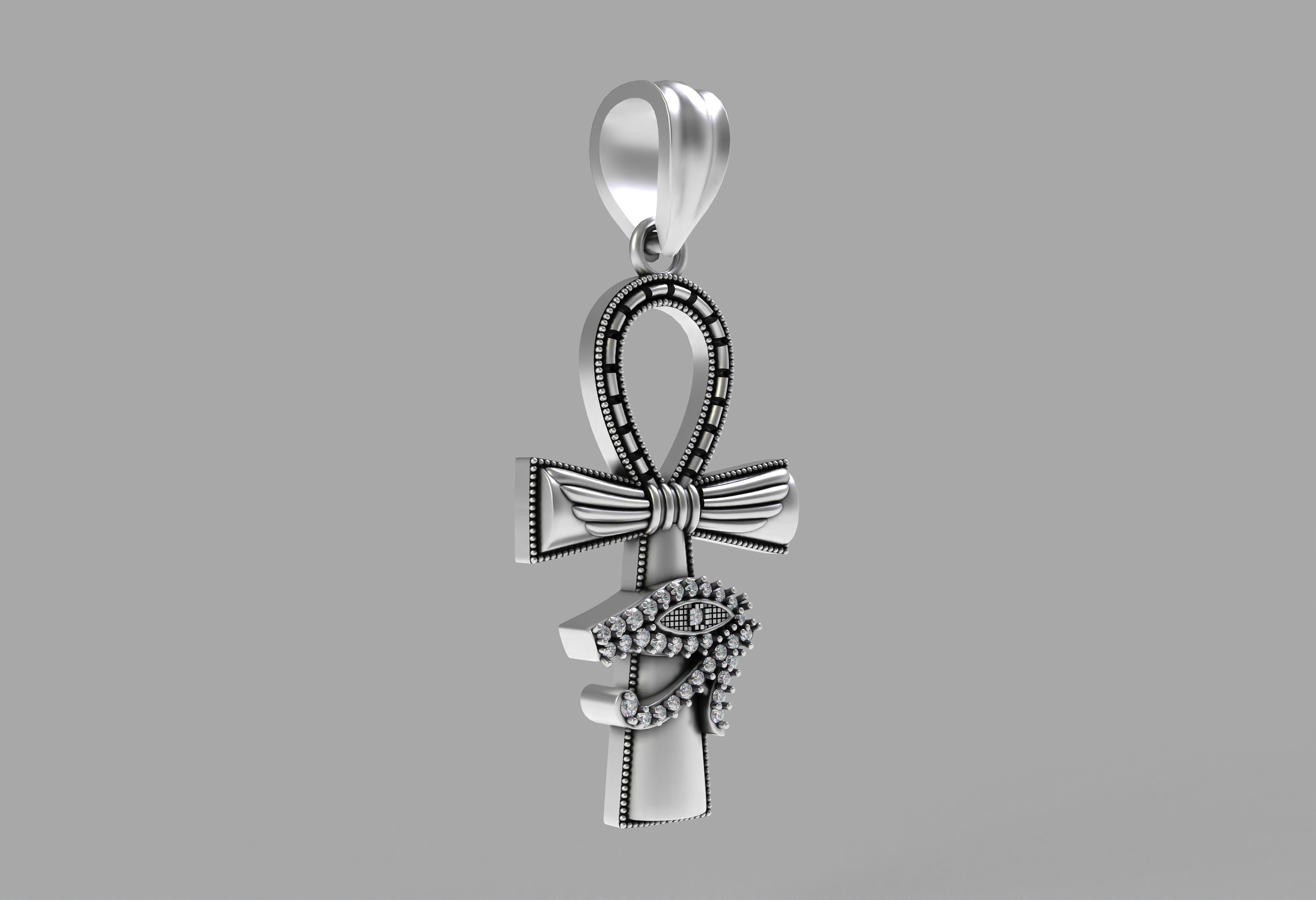 Evil Eye Cross Pendant Necklace 3D print model_22
