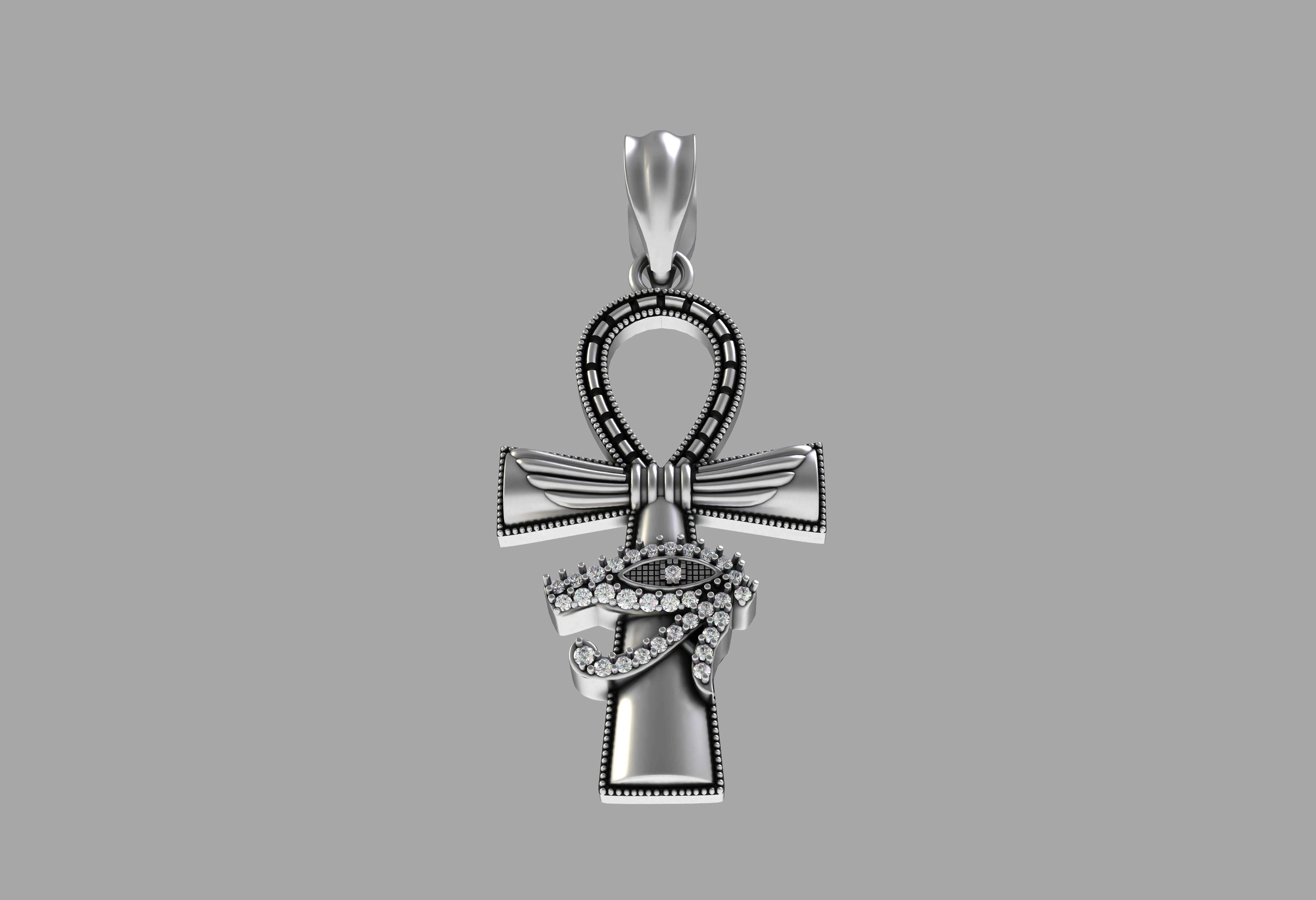 Evil Eye Cross Pendant Necklace 3D print model_20