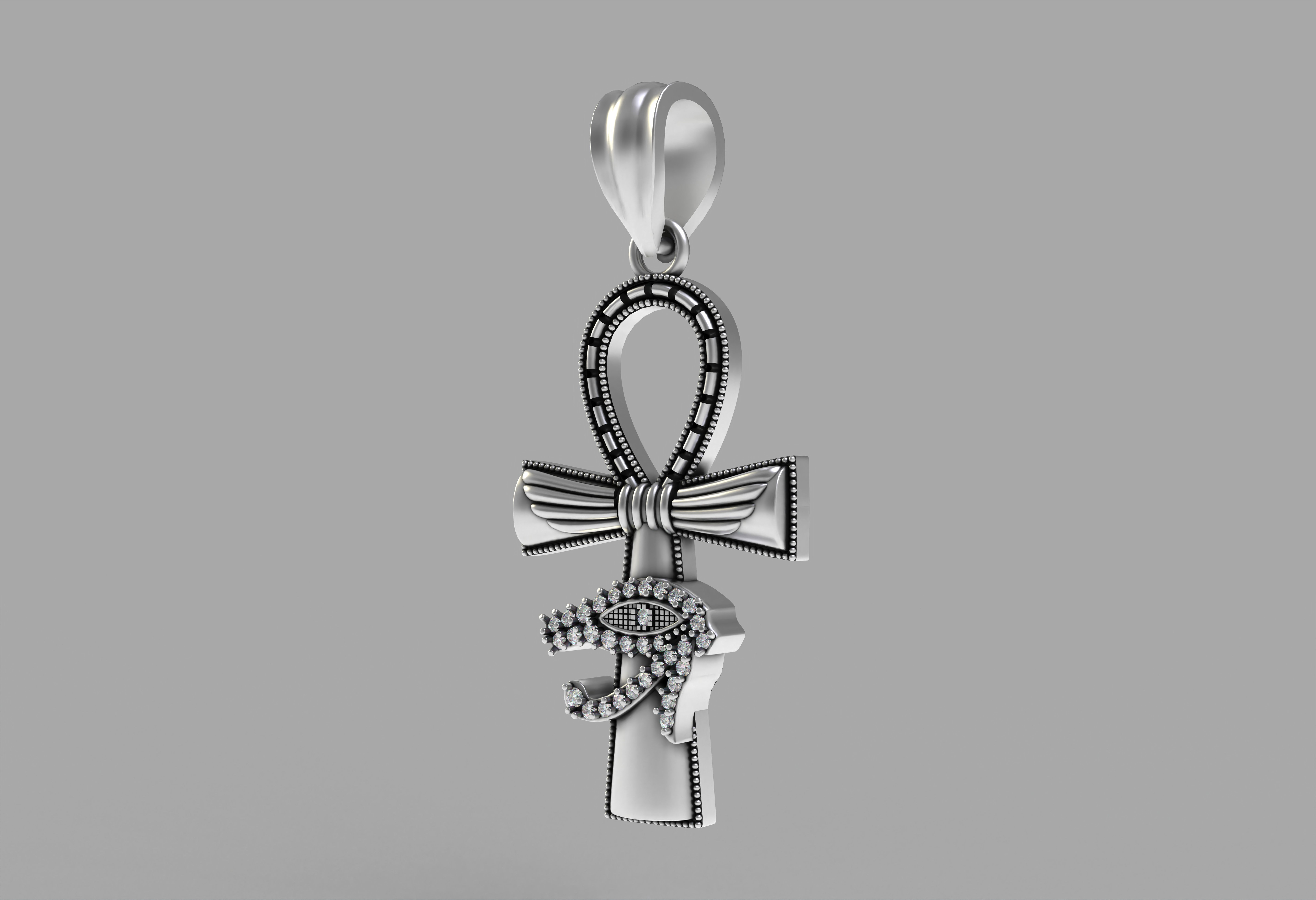 Evil Eye Cross Pendant Necklace 3D print model_21