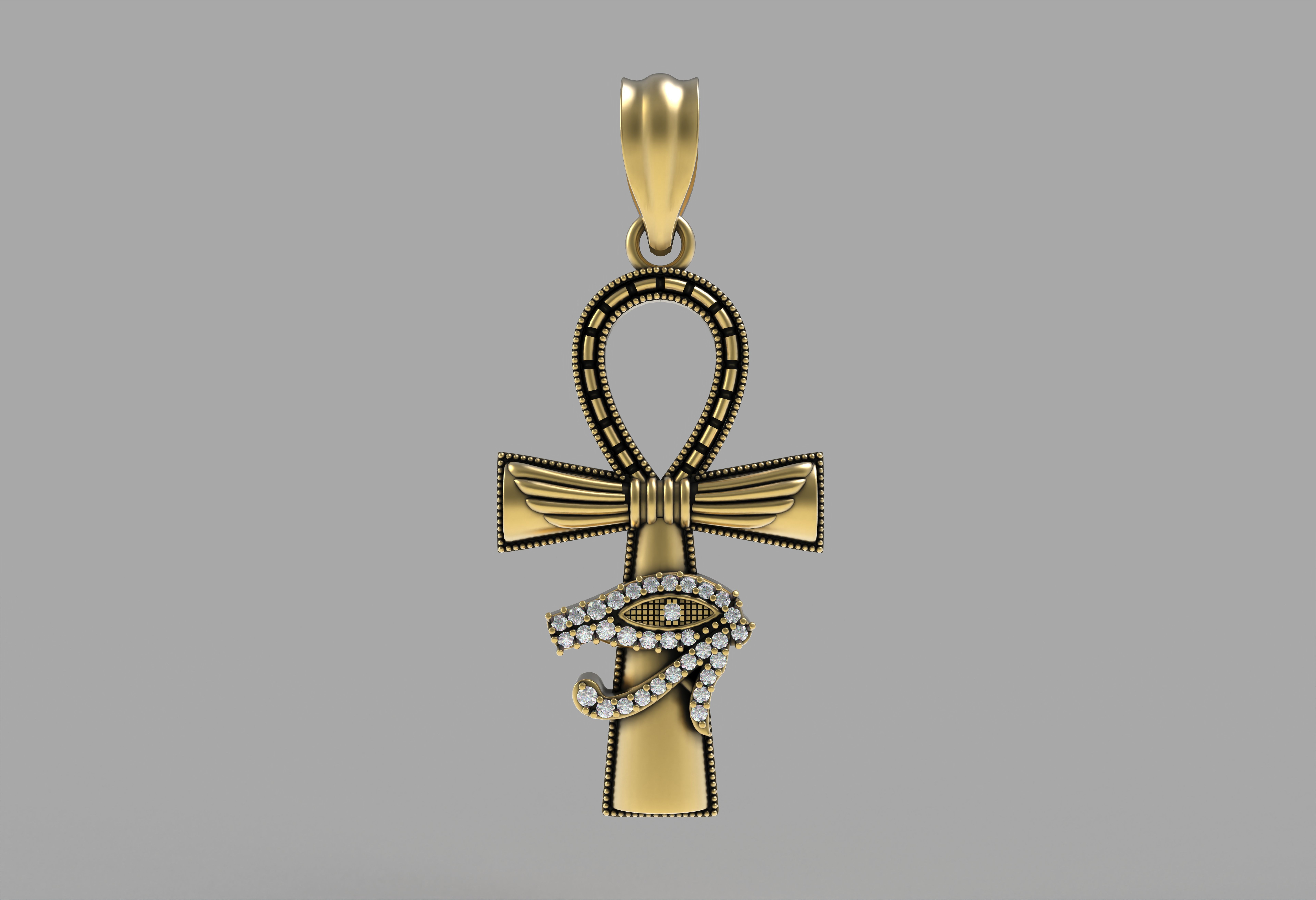 Evil Eye Cross Pendant Necklace 3D print model_15