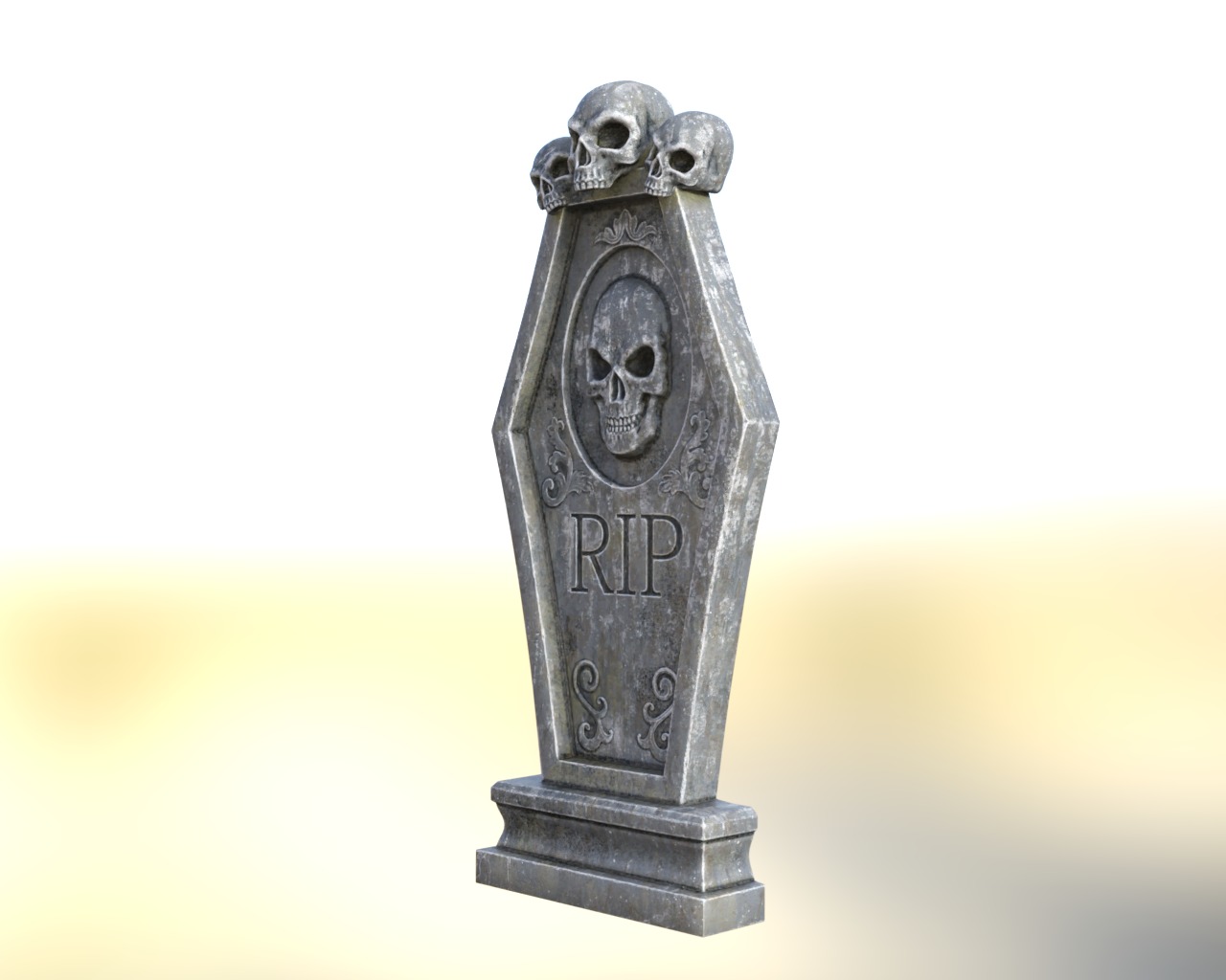 Halloween Tombstone Realistic Low-poly 3D model_11