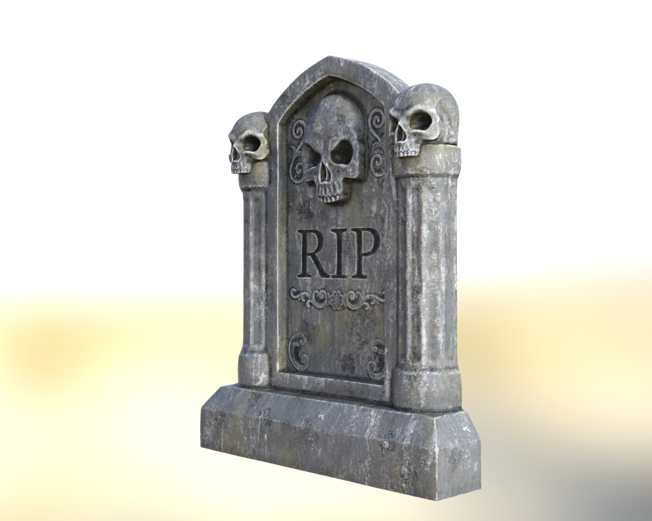 Halloween Tombstone Realistic Low-poly 3D model_13