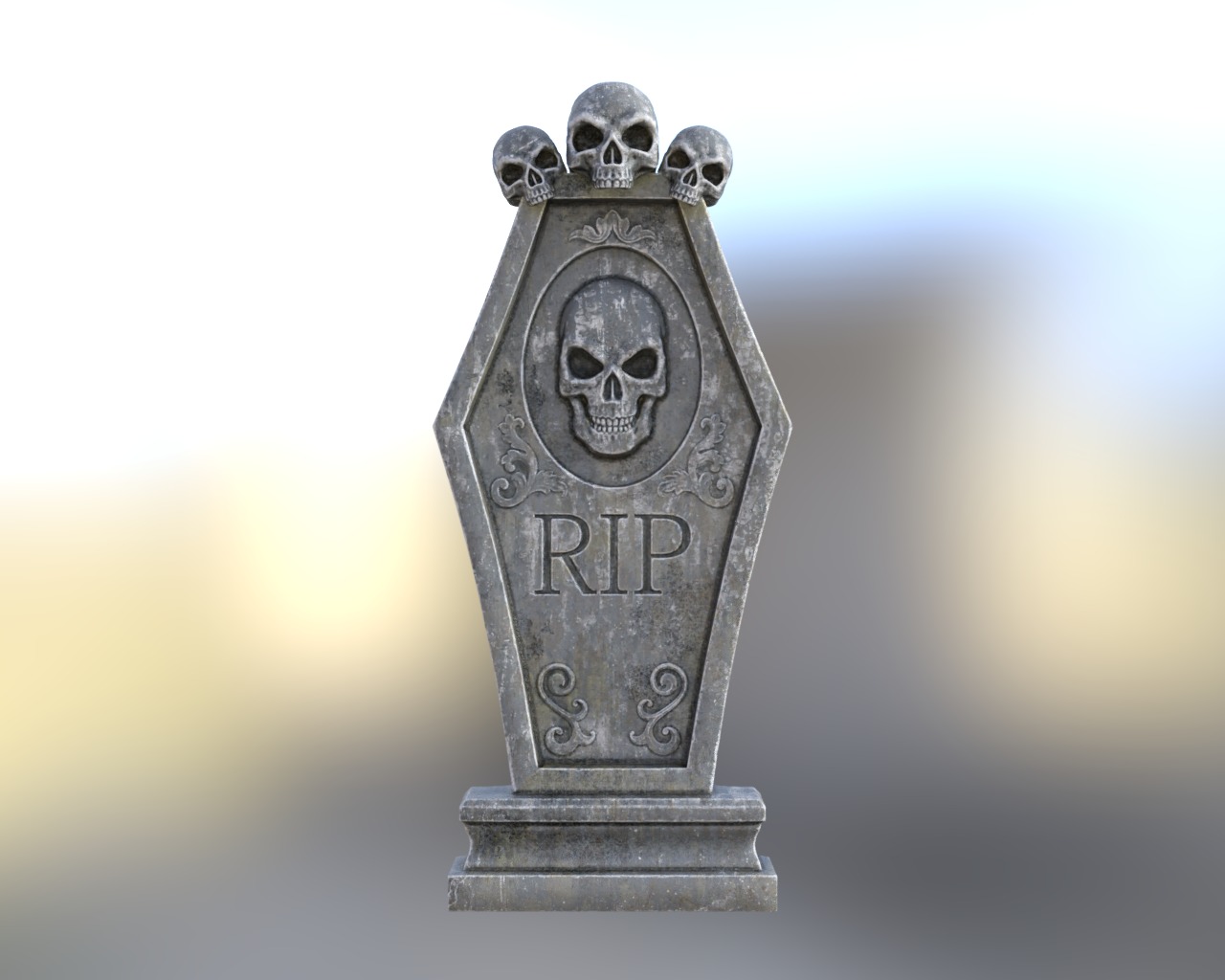 Halloween Tombstone Realistic Low-poly 3D model_4