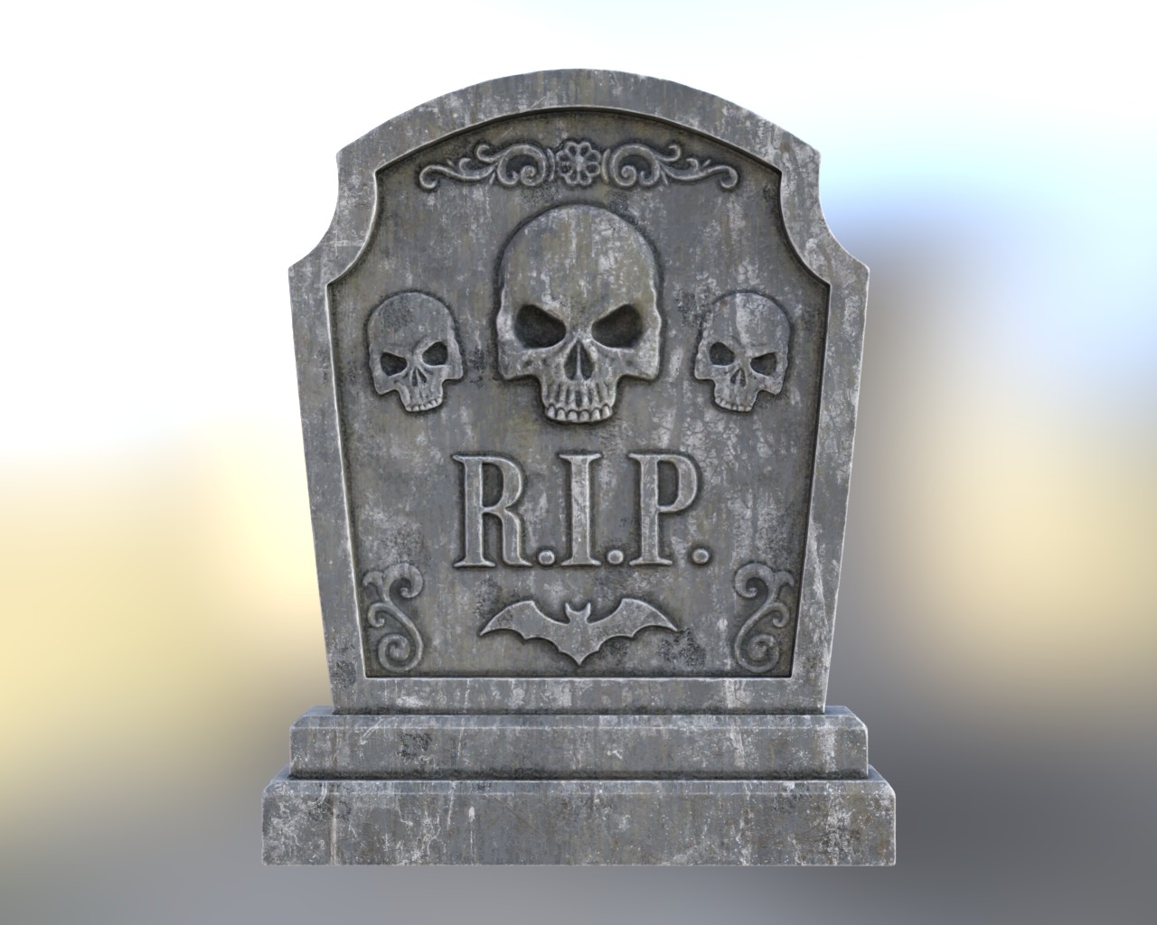 Halloween Tombstone Realistic Low-poly 3D model_6