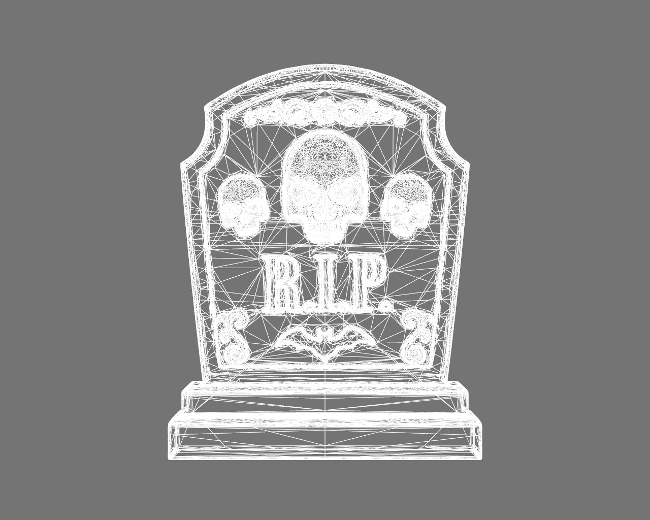 Halloween Tombstone Realistic Low-poly 3D model_14