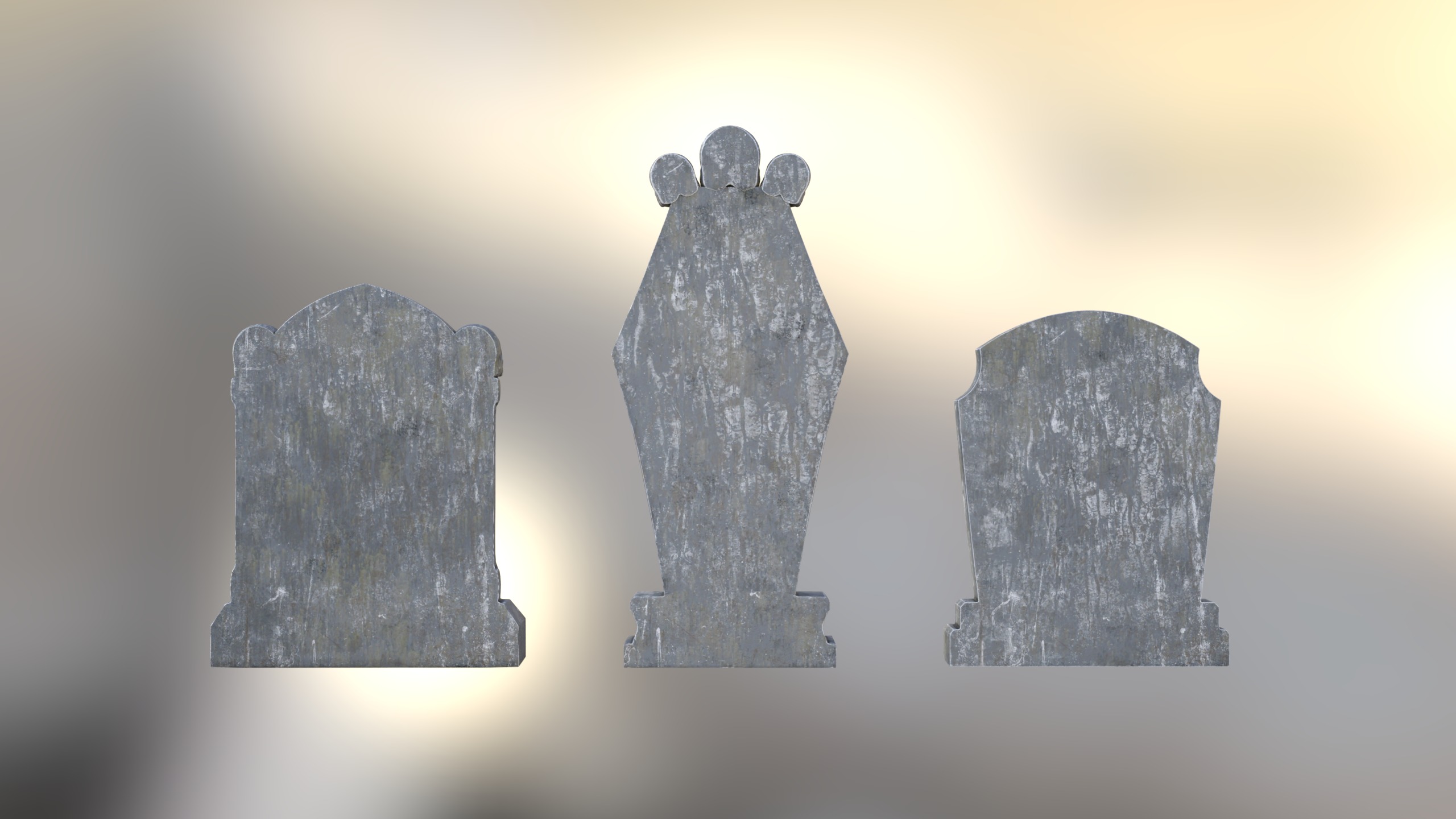 Halloween Tombstone Realistic Low-poly 3D model_10
