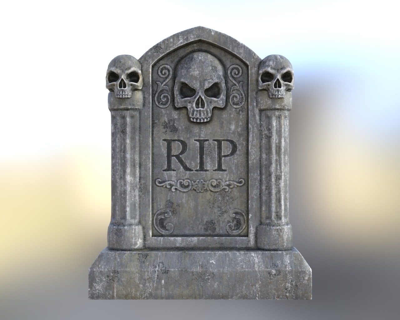 Halloween Tombstone Realistic Low-poly 3D model_5