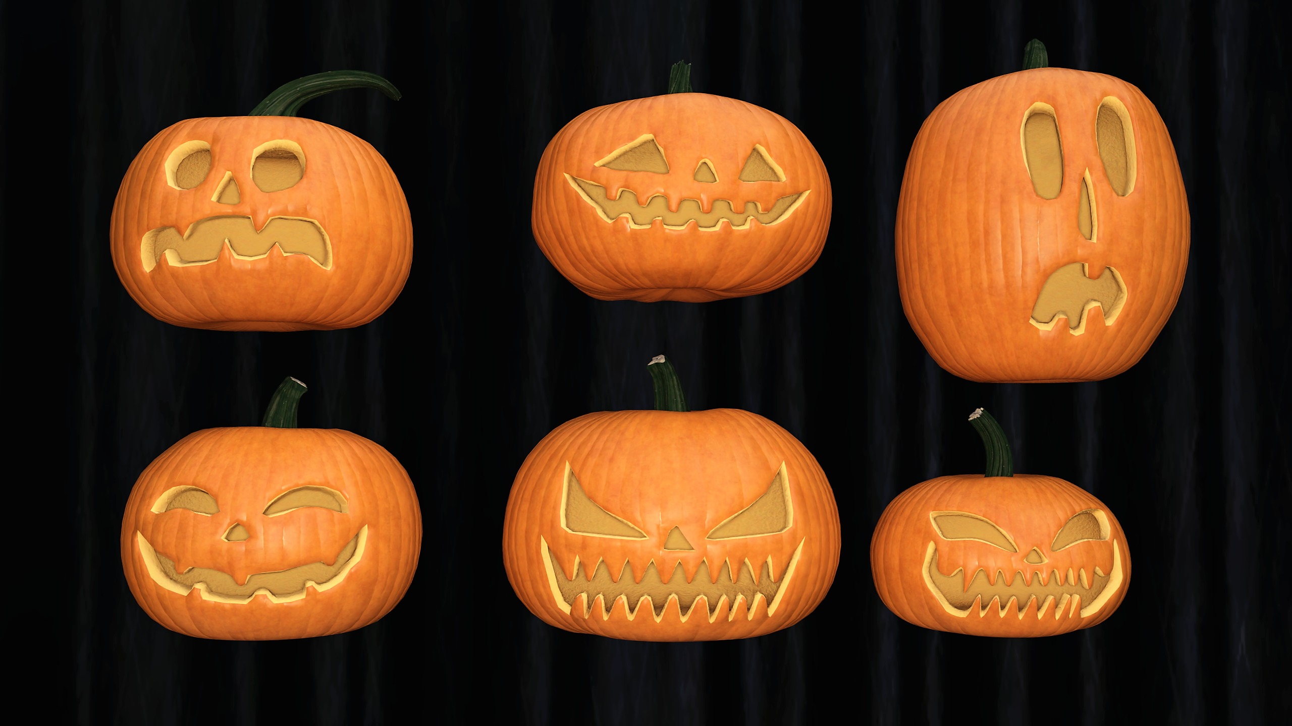 Halloween Pumpkin Pack Low-poly 3D model_1