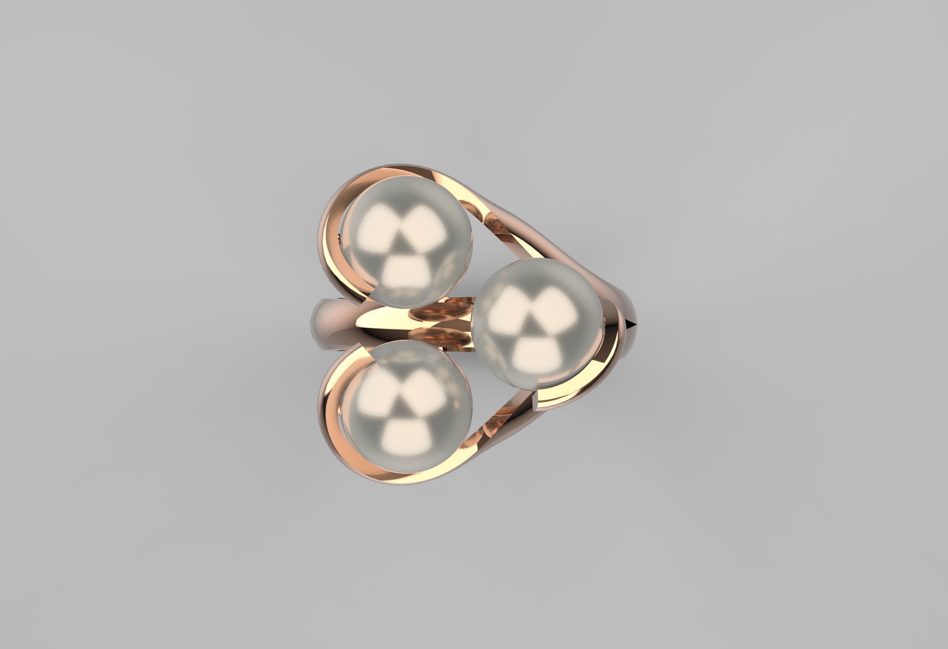 minimal woman pearl gold ring pr0014 3D print model_20