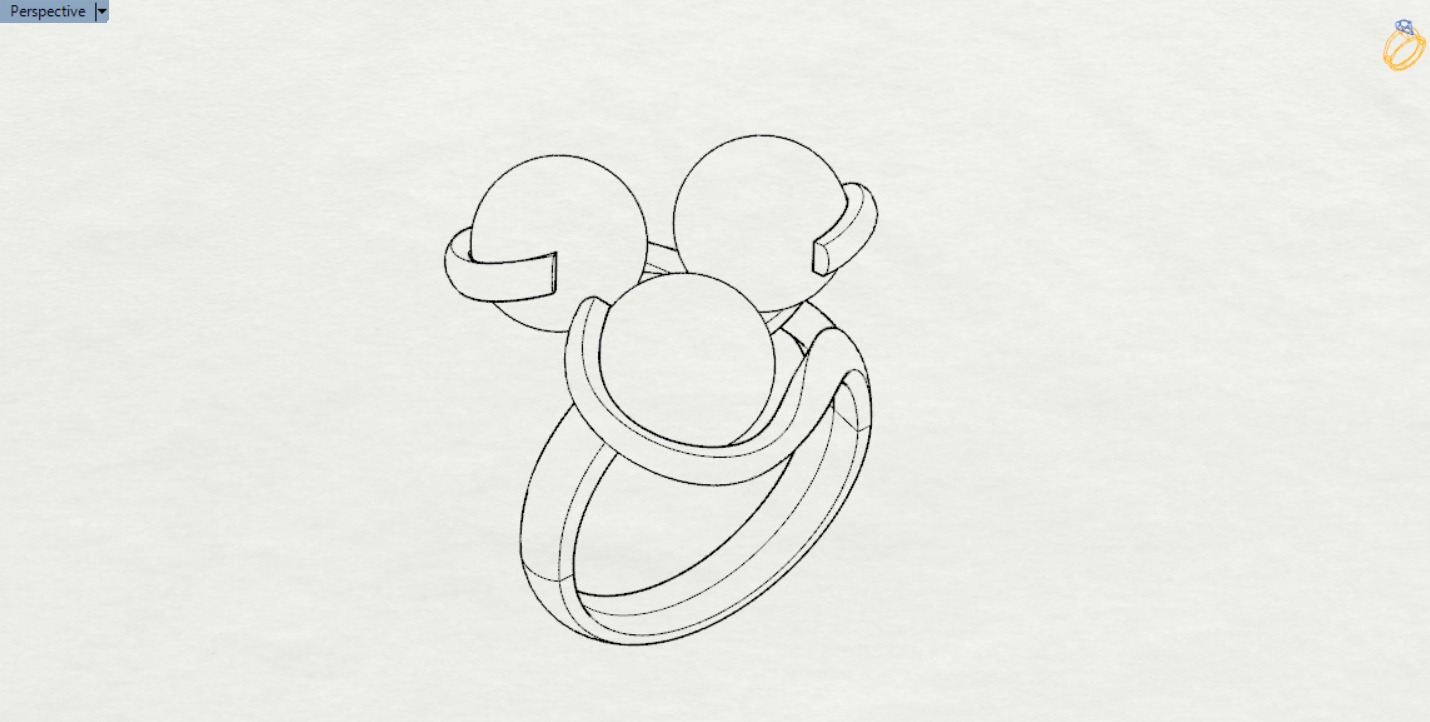 minimal woman pearl gold ring pr0014 3D print model_7