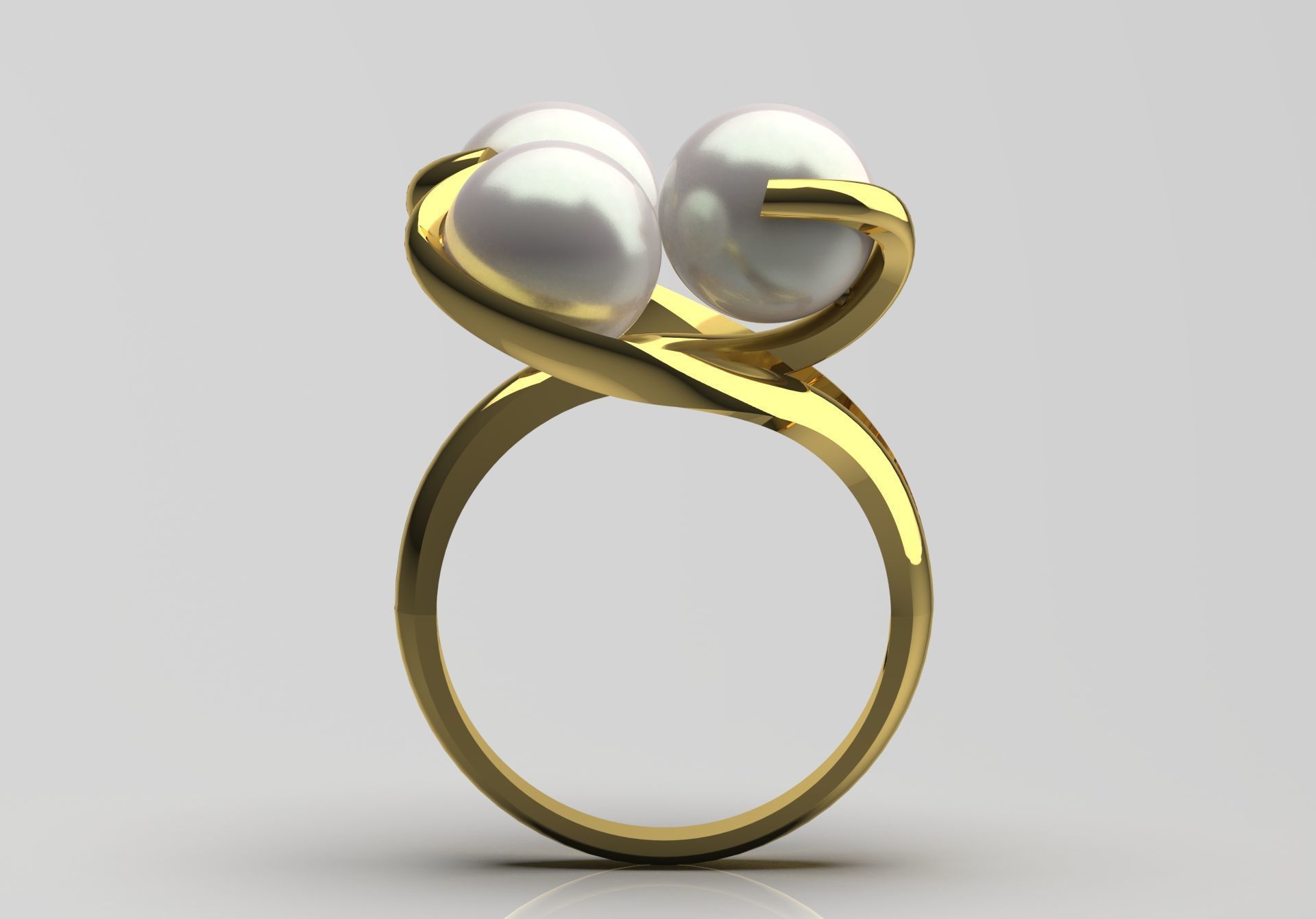 minimal woman pearl gold ring pr0014 3D print model_1