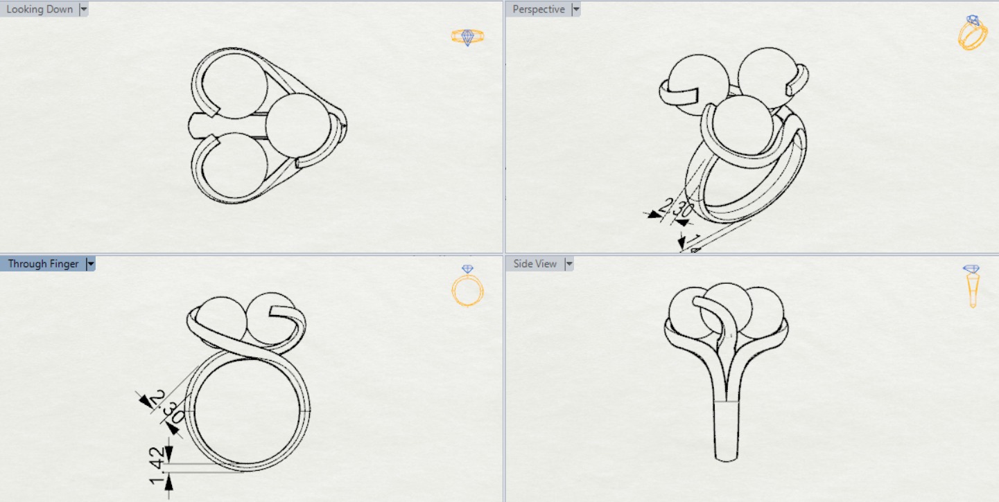 minimal woman pearl gold ring pr0014 3D print model_14