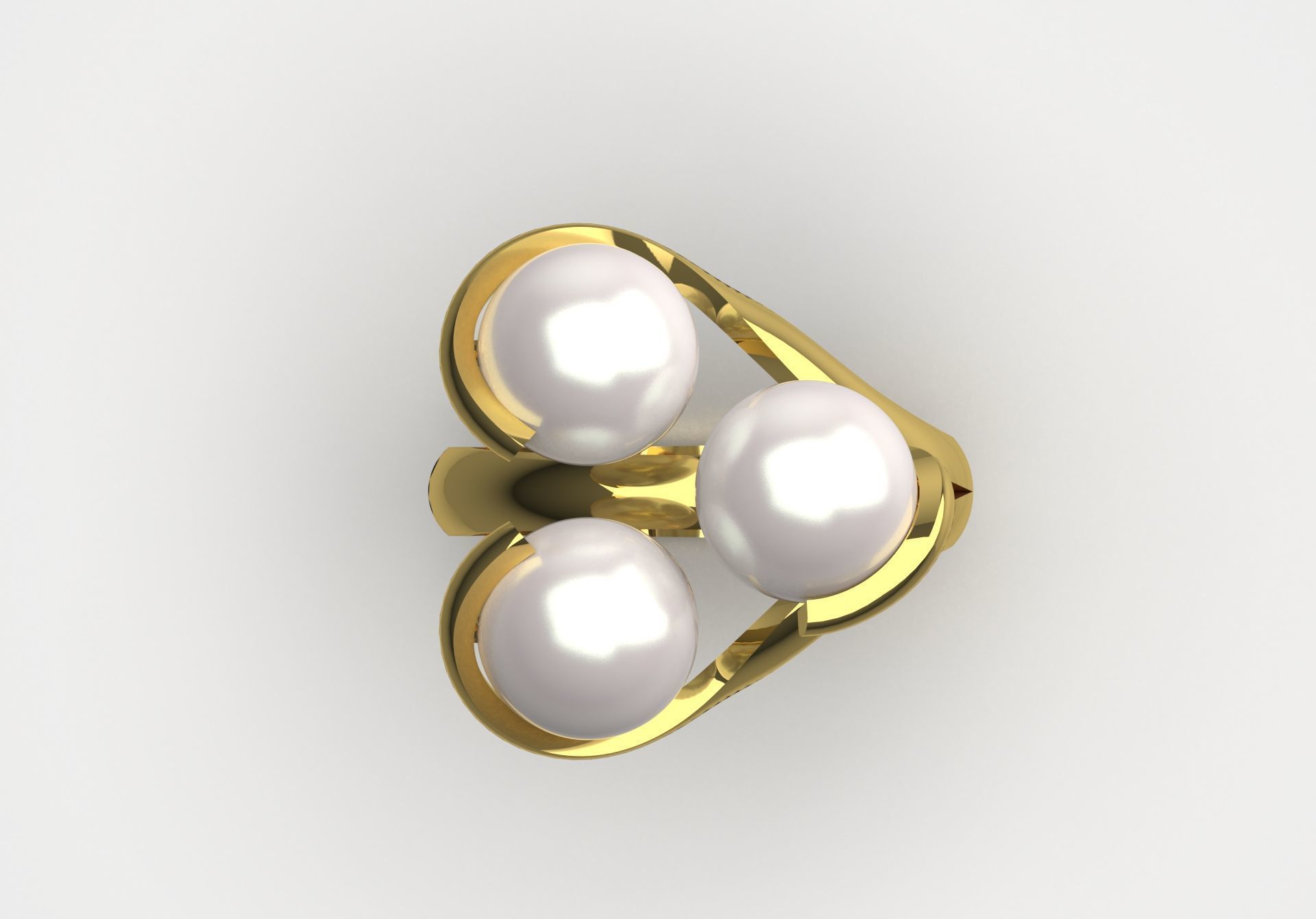 minimal woman pearl gold ring pr0014 3D print model_3