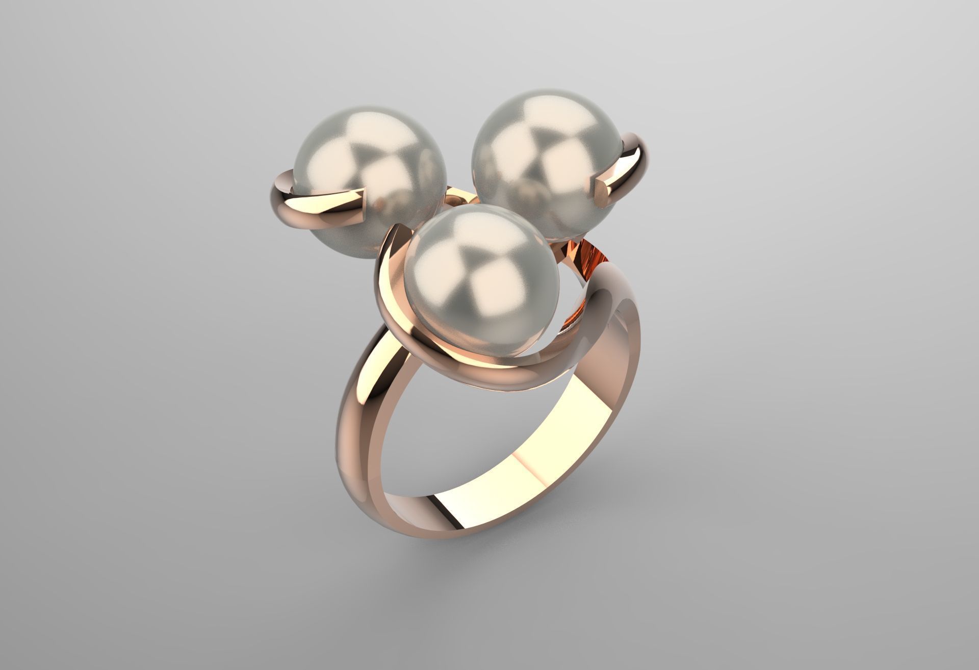 minimal woman pearl gold ring pr0014 3D print model_15