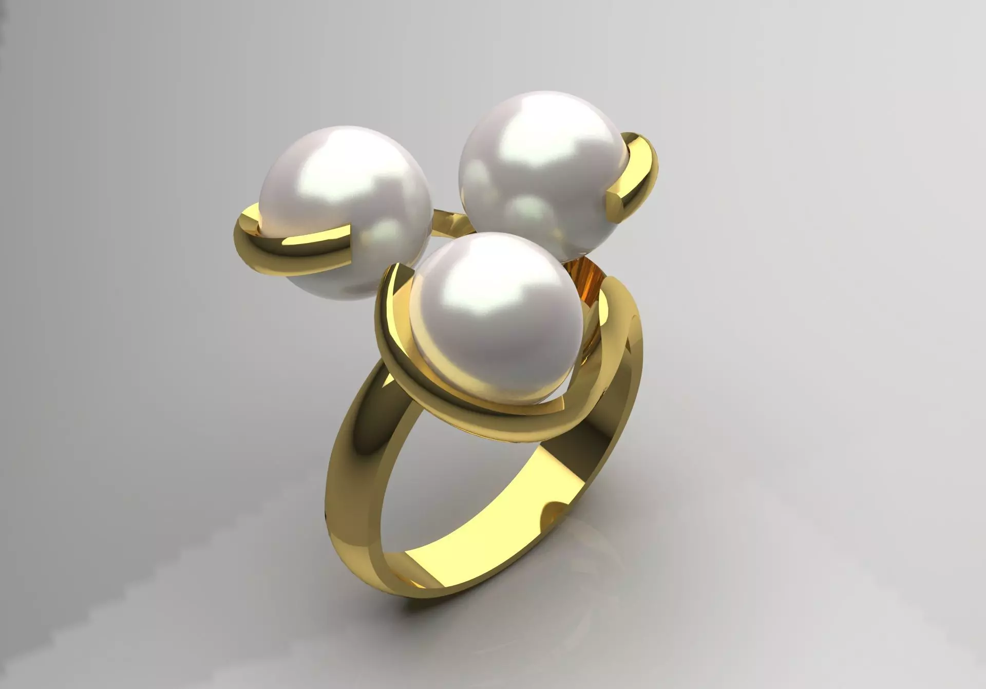 minimal woman pearl gold ring pr0014 3D print model_0