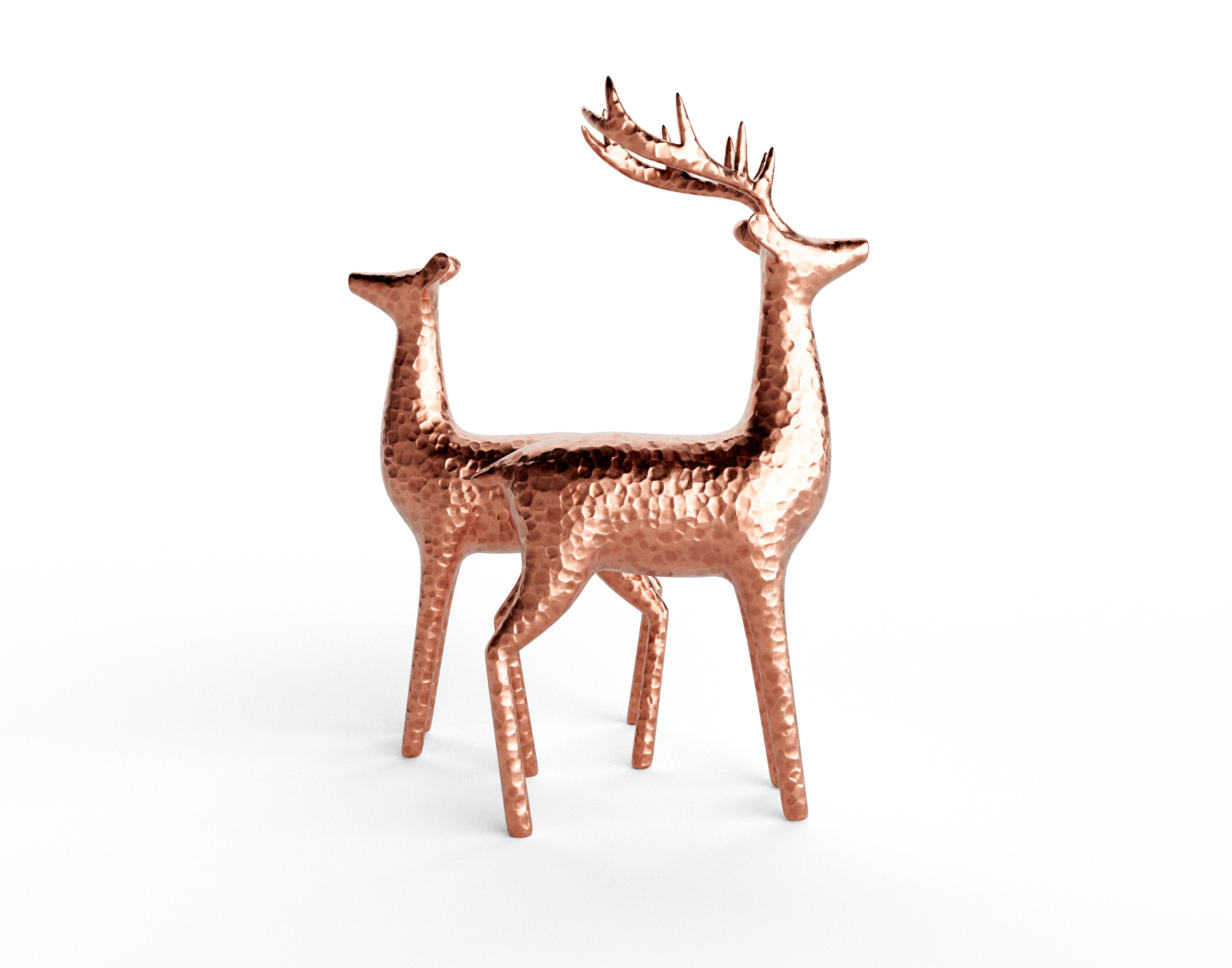 Copper Reindeer Decoration 3D model_1