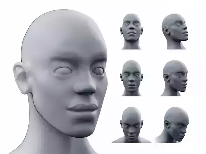 Young Male Head High-Poly 3D model