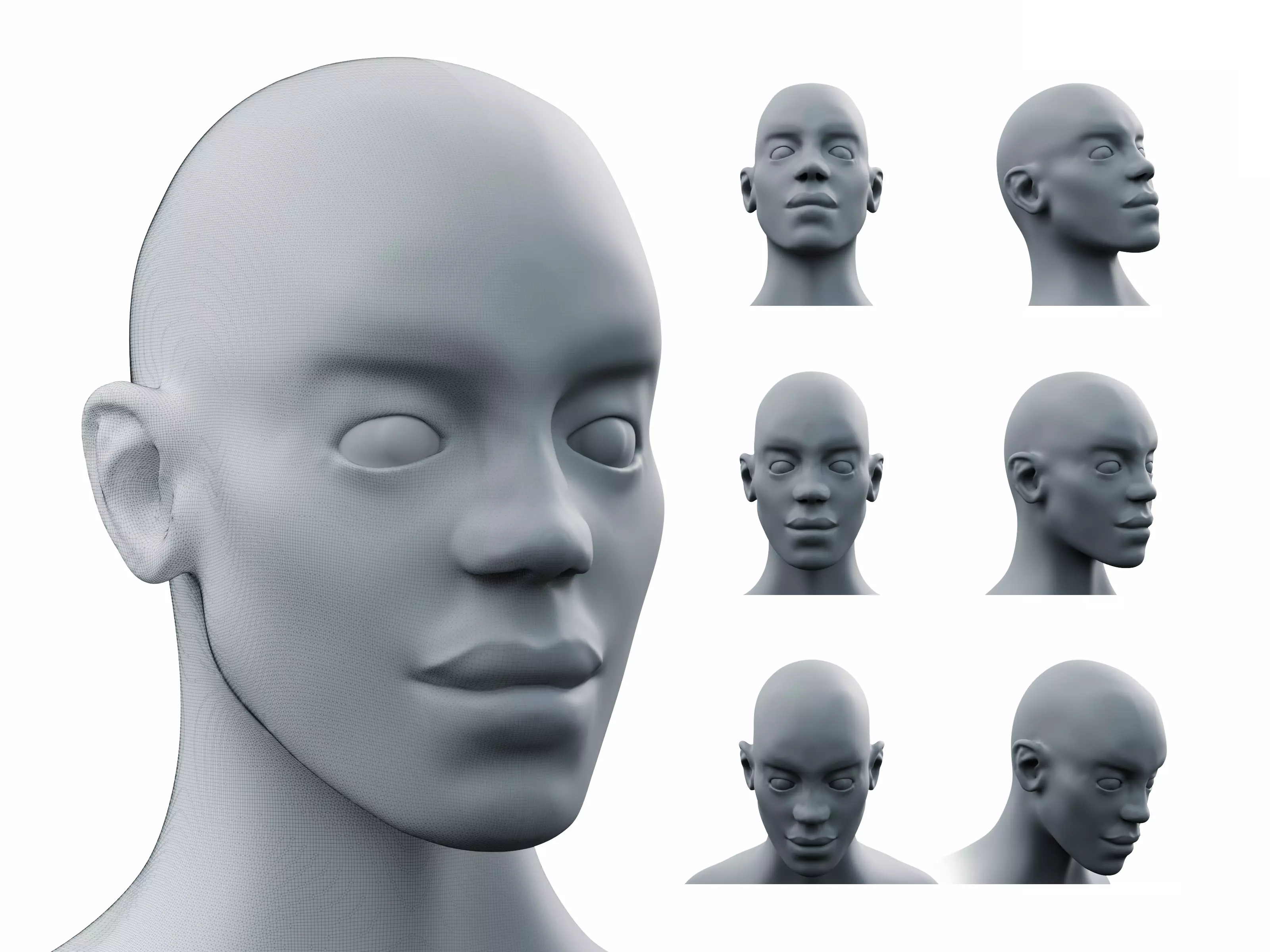 Young Male Head High-Poly 3D model_0