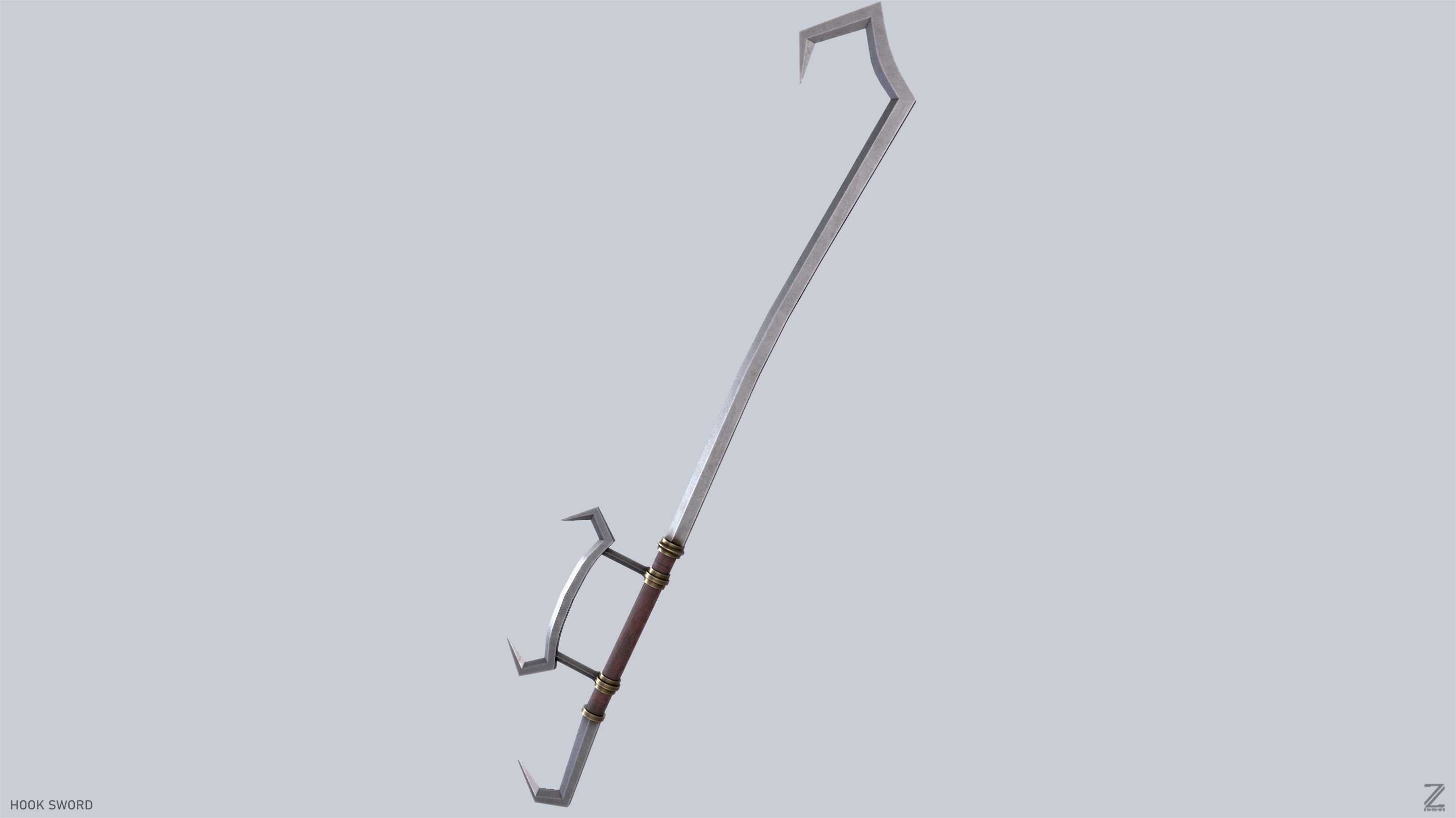 Hook sword Low-poly 3D model_4