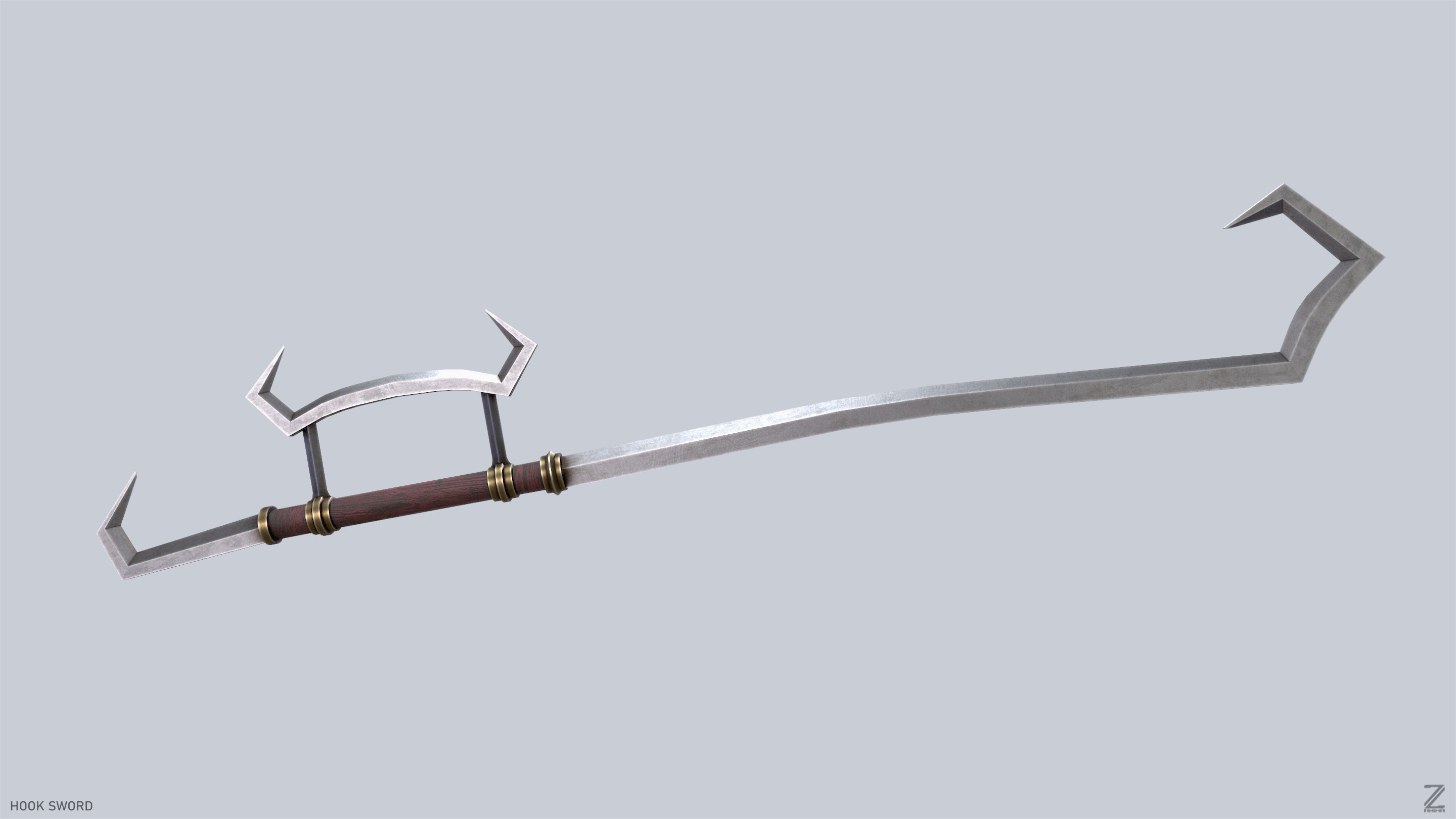Hook sword Low-poly 3D model_5